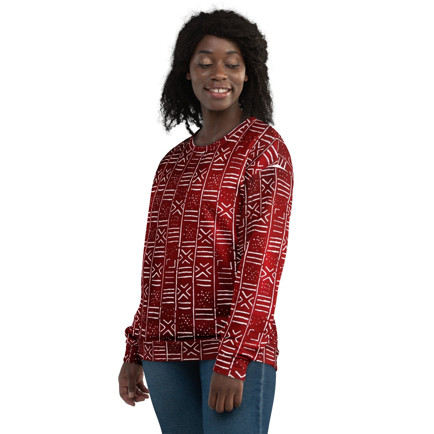 Red White African Print Ankara Unisex Sweatshirt