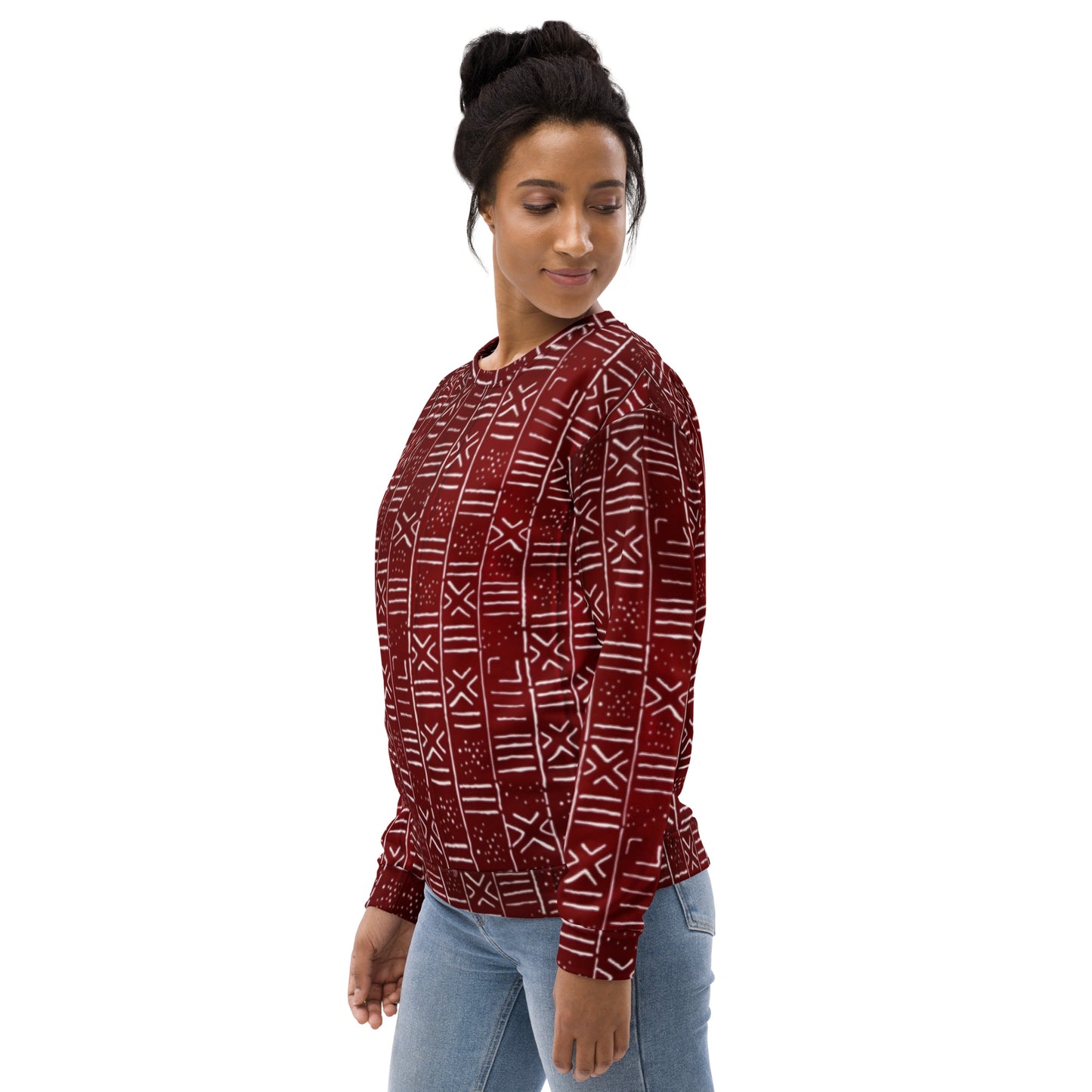 Red White African Print Ankara Unisex Sweatshirt