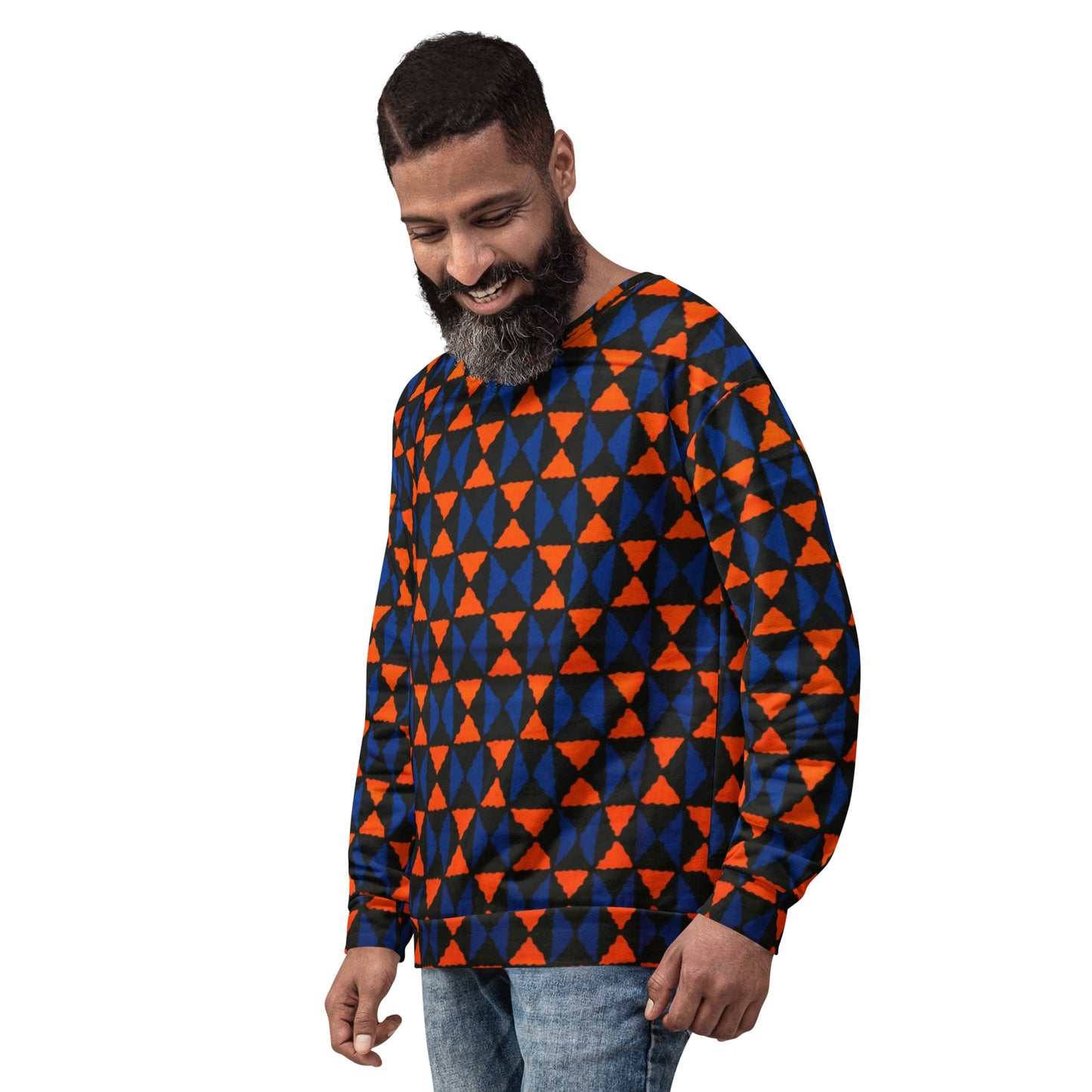 Orange Blue Triangle Ankara Unisex Sweatshirt