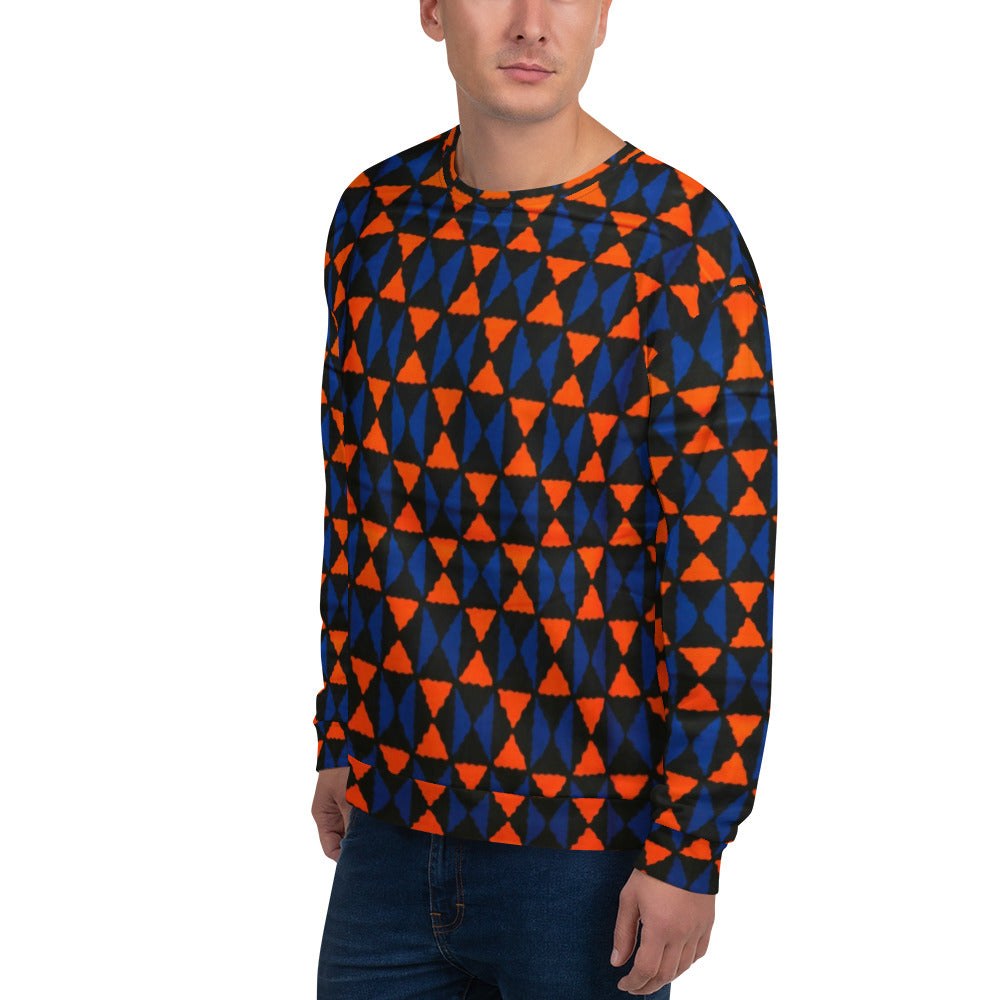 Orange Blue Triangle Ankara Unisex Sweatshirt