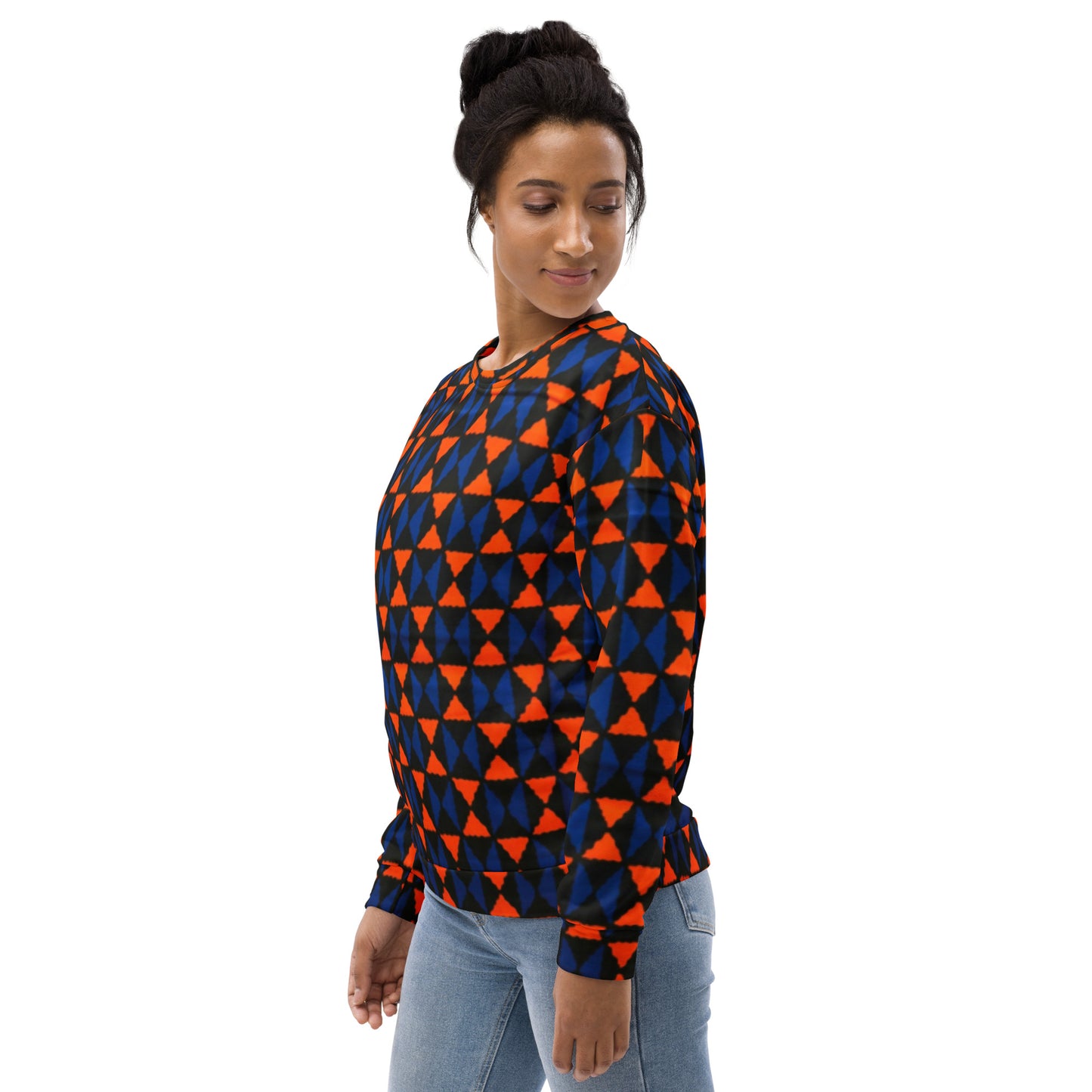 Orange Blue Triangle Ankara Unisex Sweatshirt