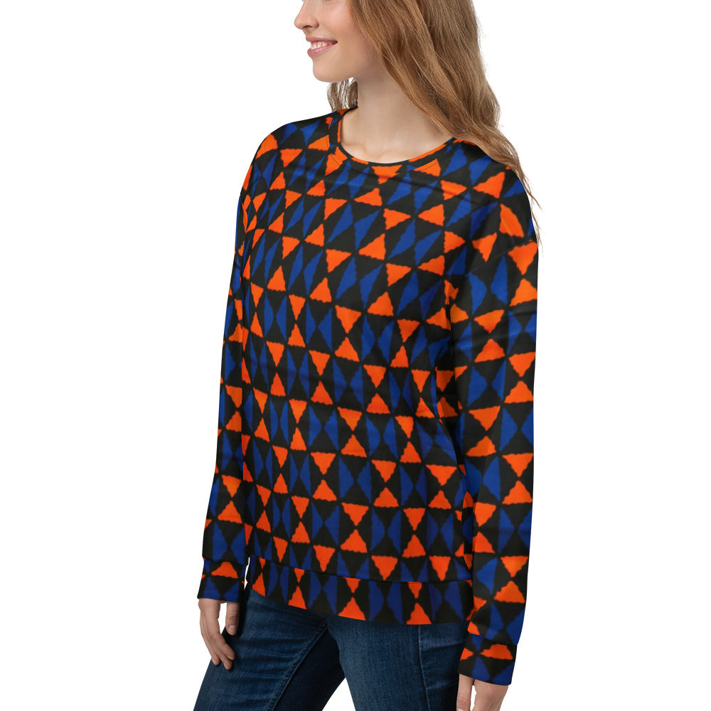 Orange Blue Triangle Ankara Unisex Sweatshirt