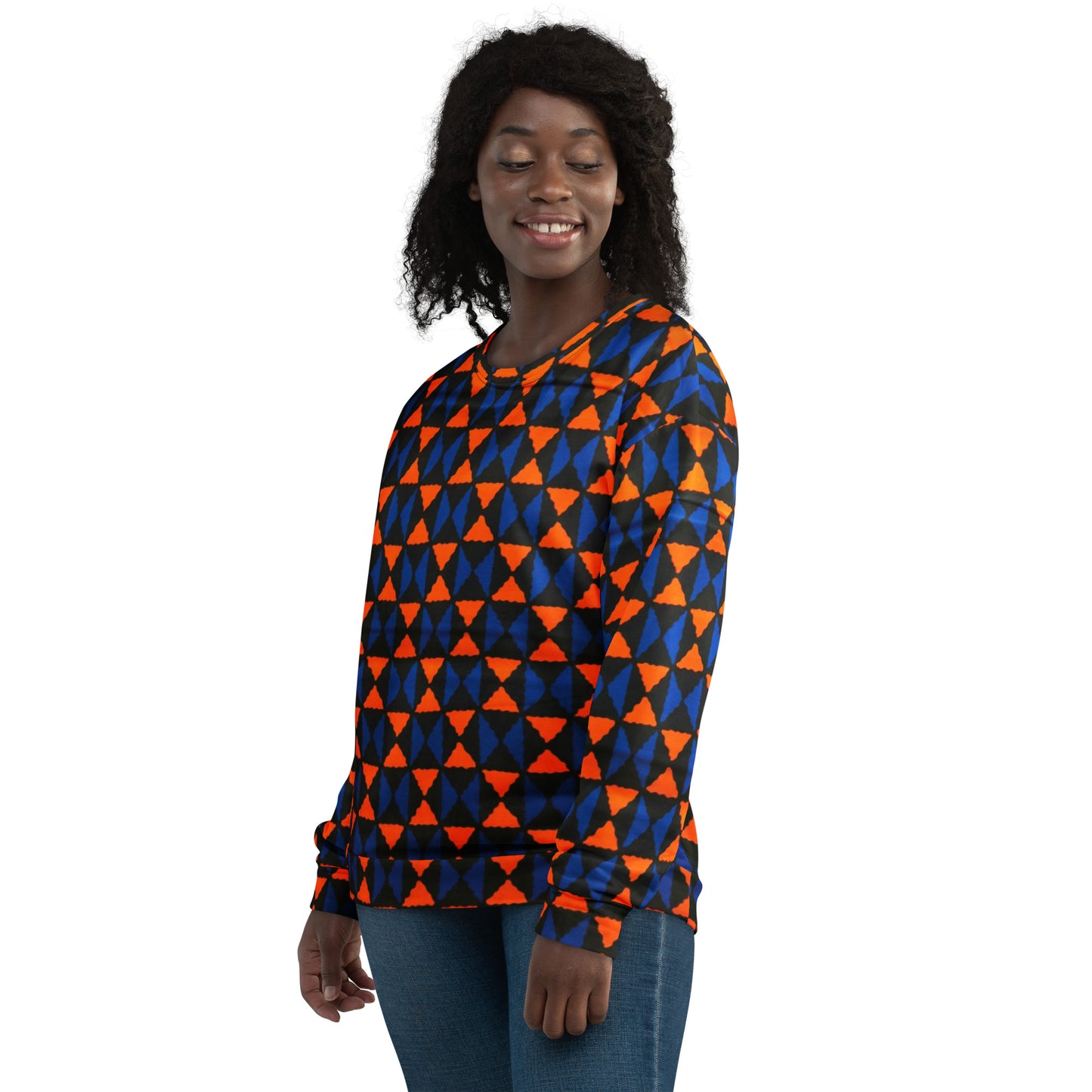 Orange Blue Triangle Ankara Unisex Sweatshirt