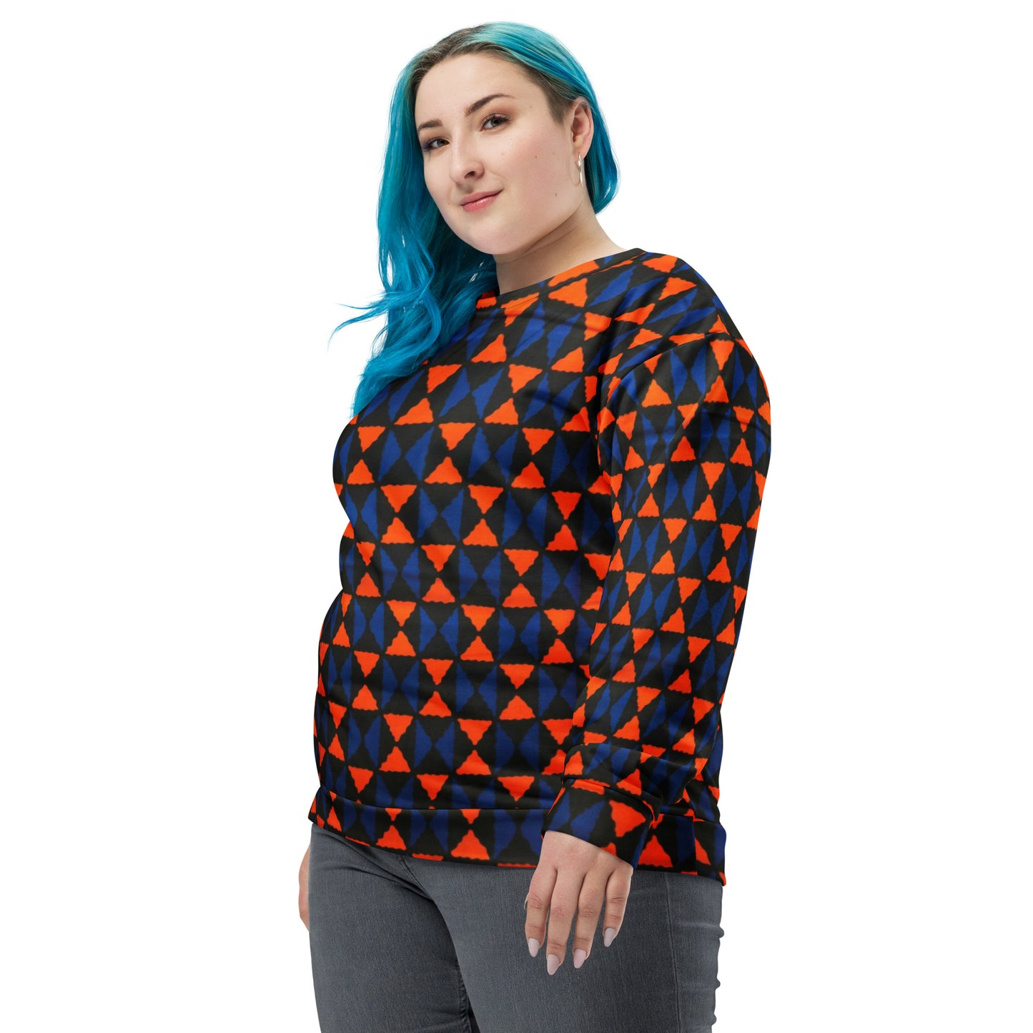 Orange Blue Triangle Ankara Unisex Sweatshirt