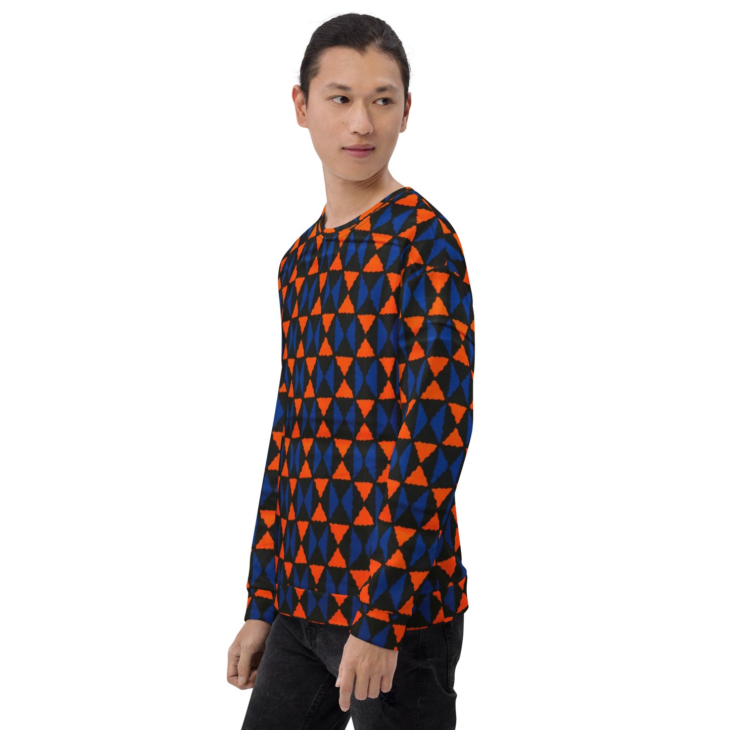 Orange Blue Triangle Ankara Unisex Sweatshirt