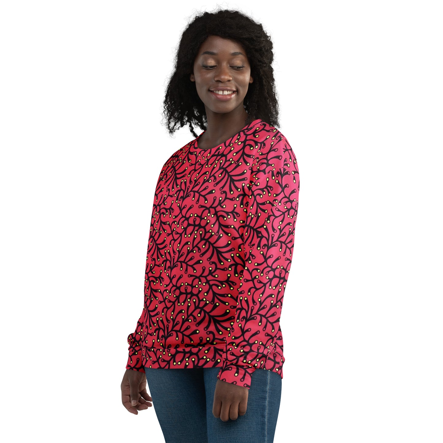 Red Yellow Polka Dot Ankara Unisex Sweatshirt