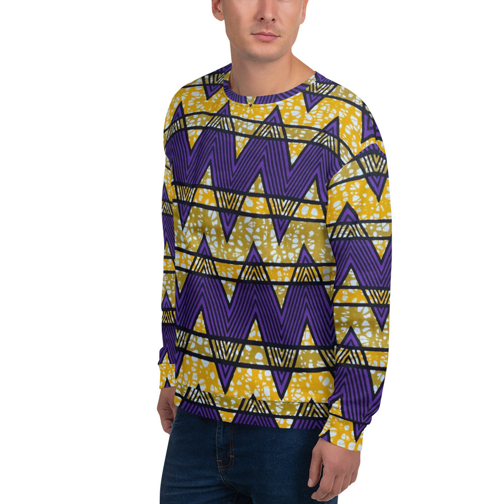 Purple Yellow Kente Ankara Unisex Sweatshirt