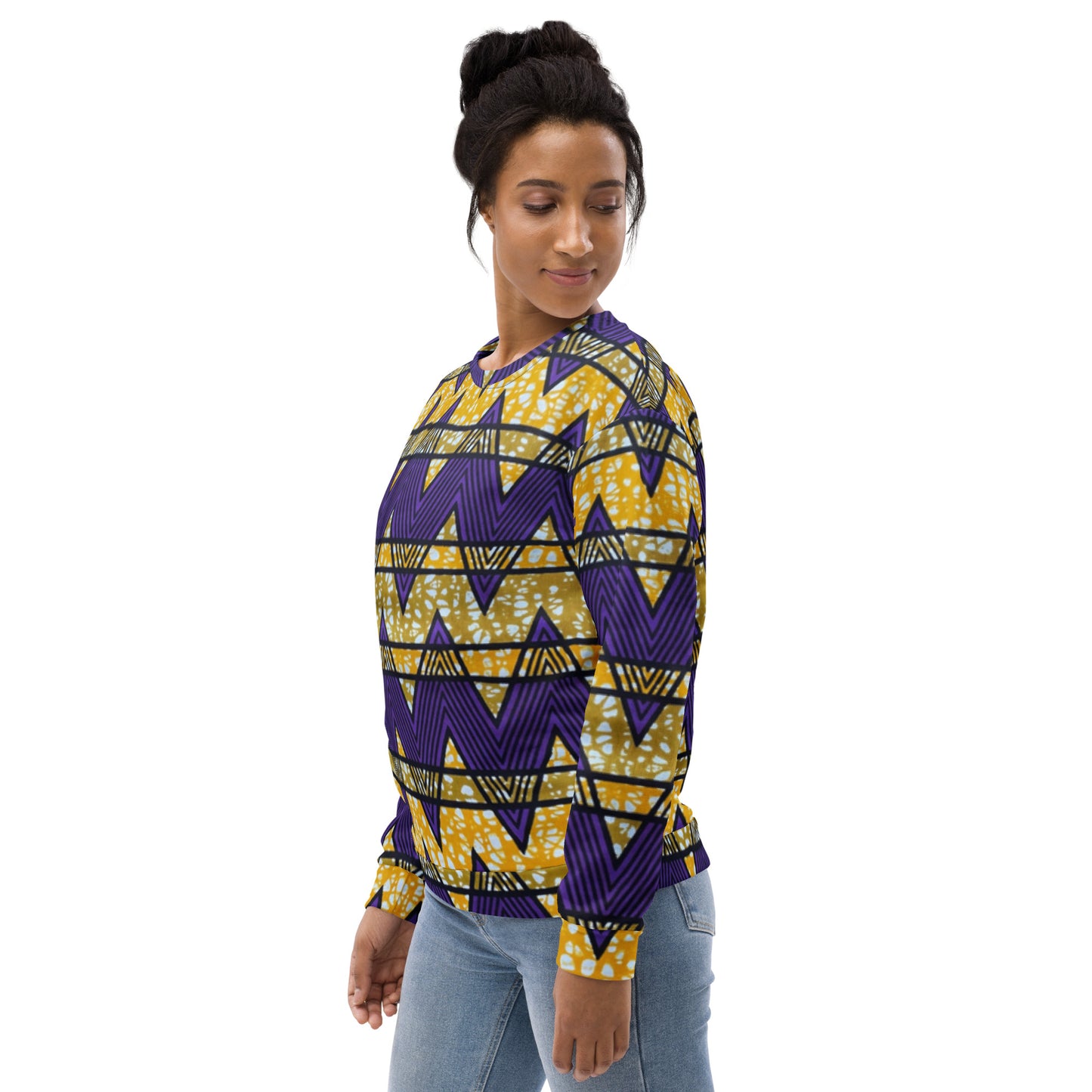 Purple Yellow Kente Ankara Unisex Sweatshirt