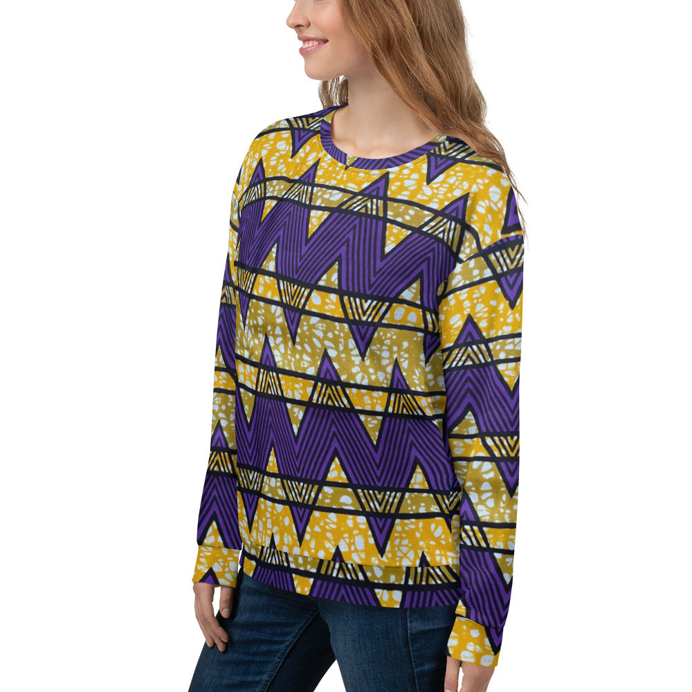 Purple Yellow Kente Ankara Unisex Sweatshirt