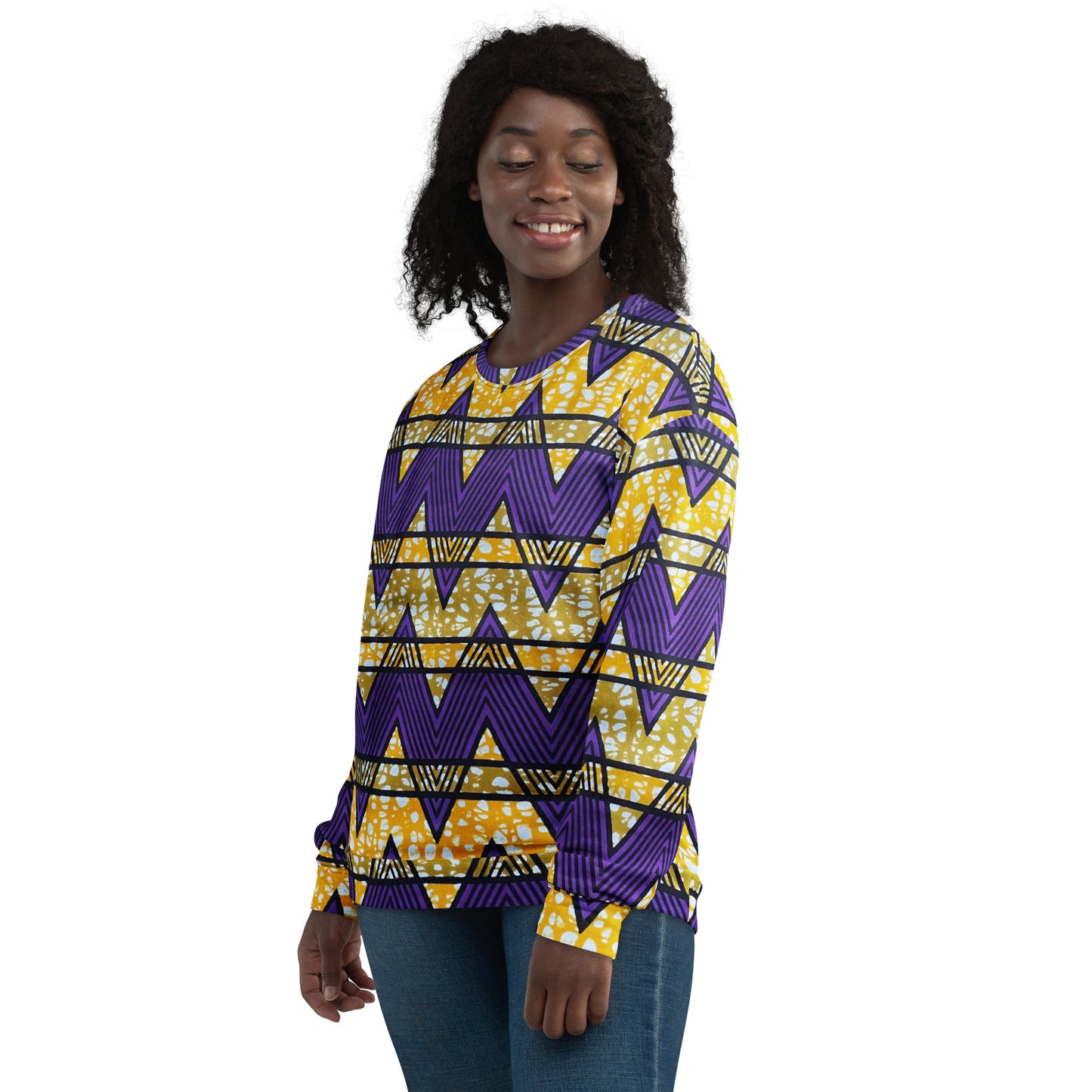 Purple Yellow Kente Ankara Unisex Sweatshirt