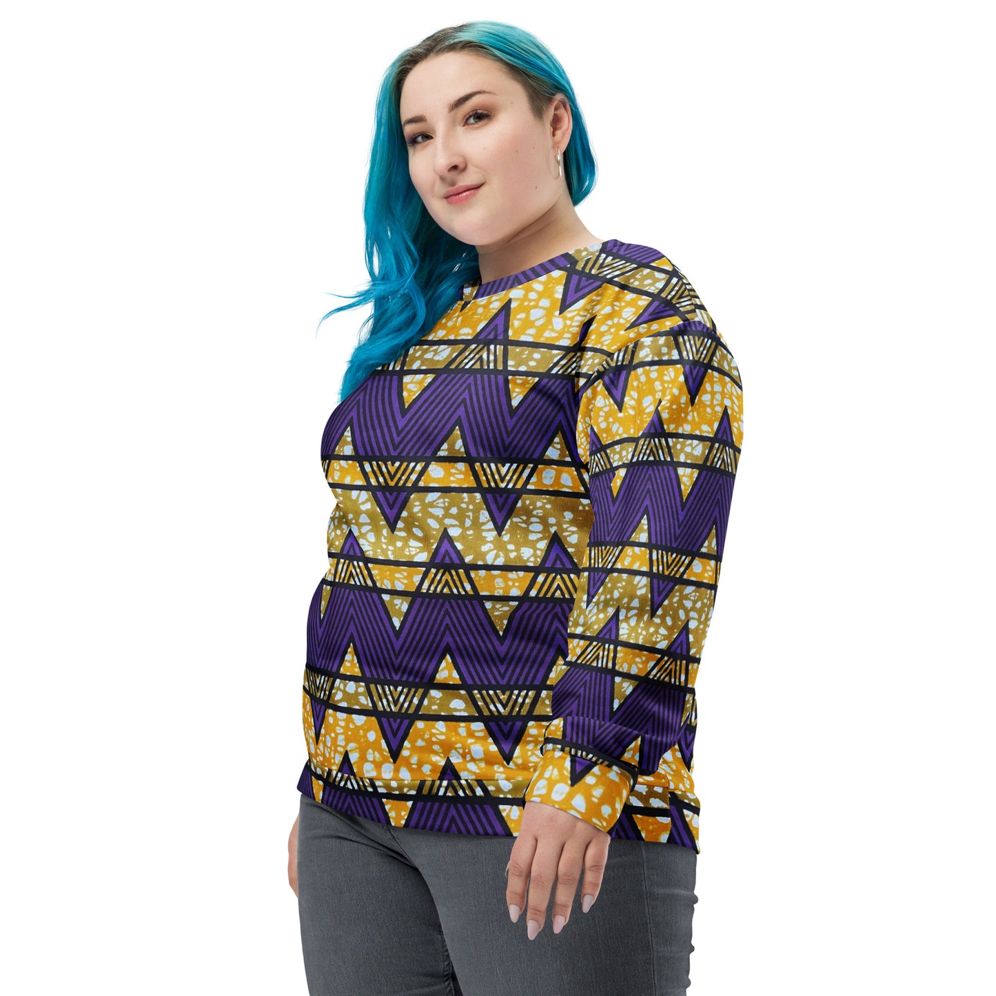 Purple Yellow Kente Ankara Unisex Sweatshirt