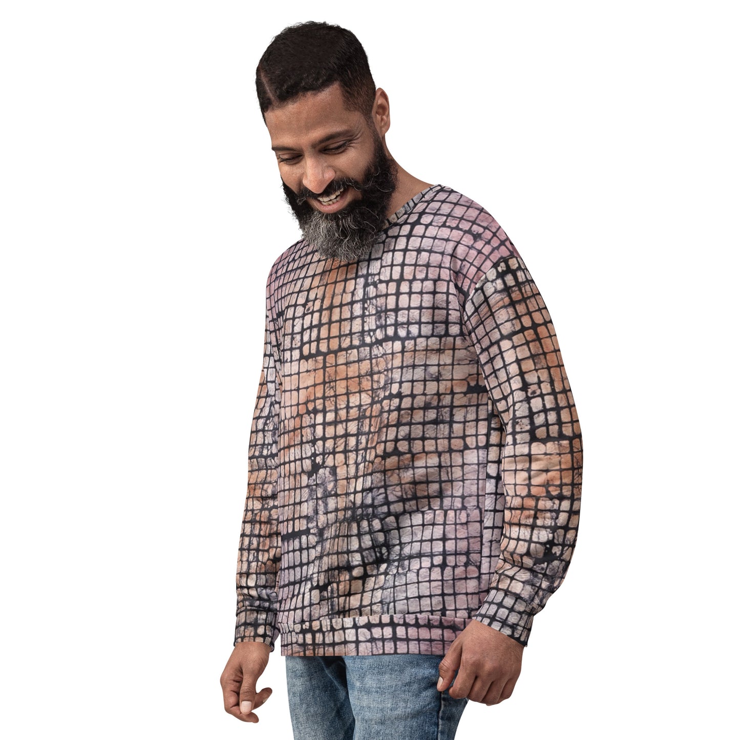 Pink Checked Adire Unisex Sweatshirt