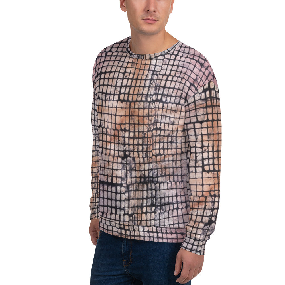 Pink Checked Adire Unisex Sweatshirt