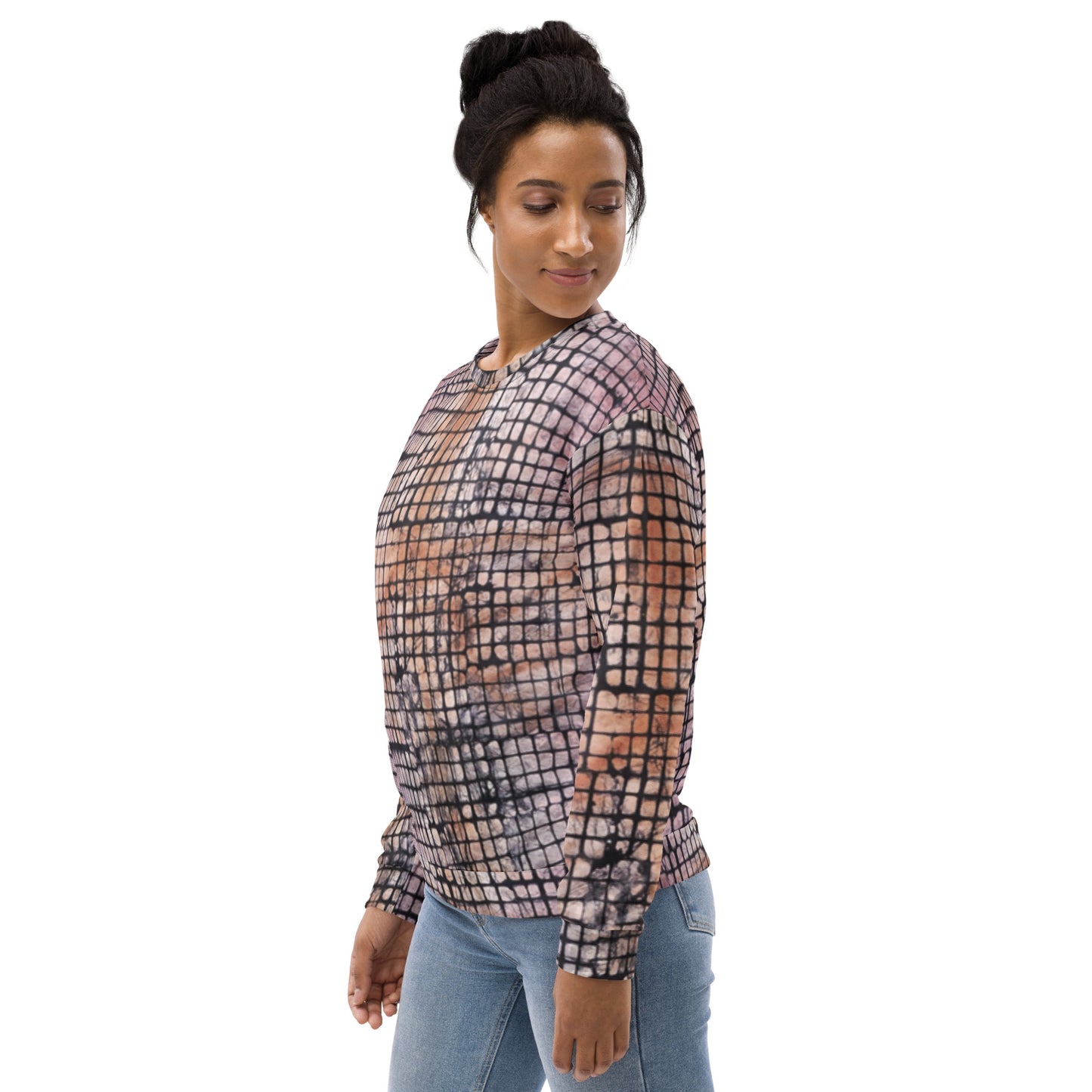 Pink Checked Adire Unisex Sweatshirt