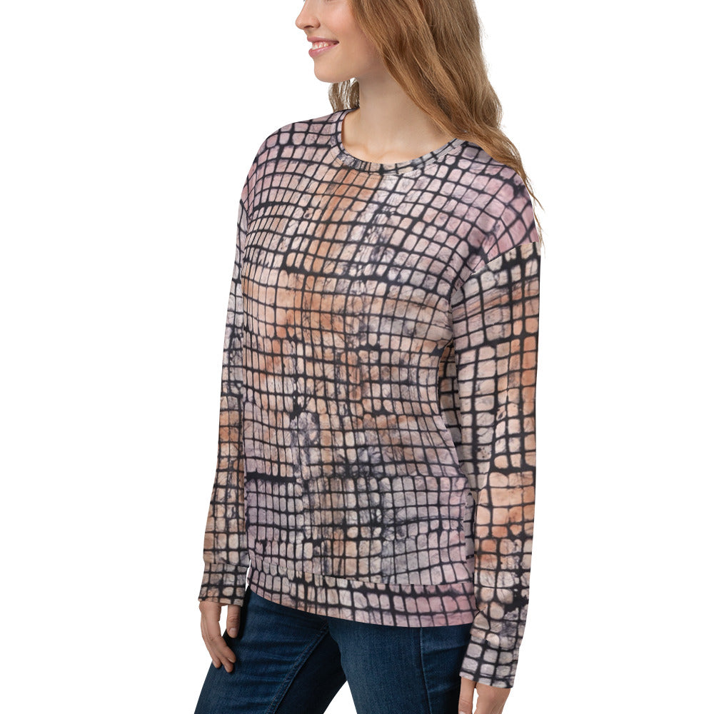 Pink Checked Adire Unisex Sweatshirt