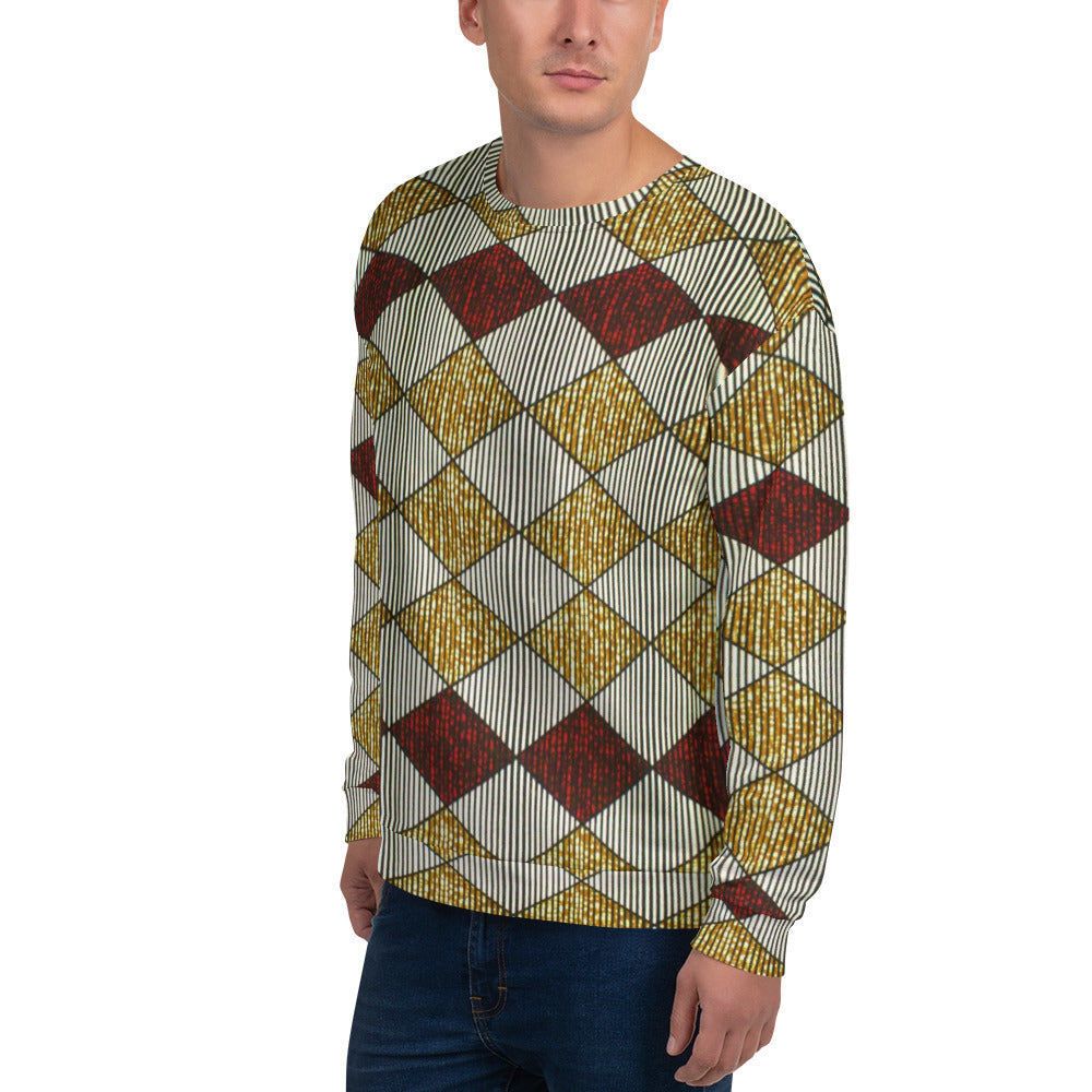 Burgundy Gold Diamond Ankara Unisex Sweatshirt