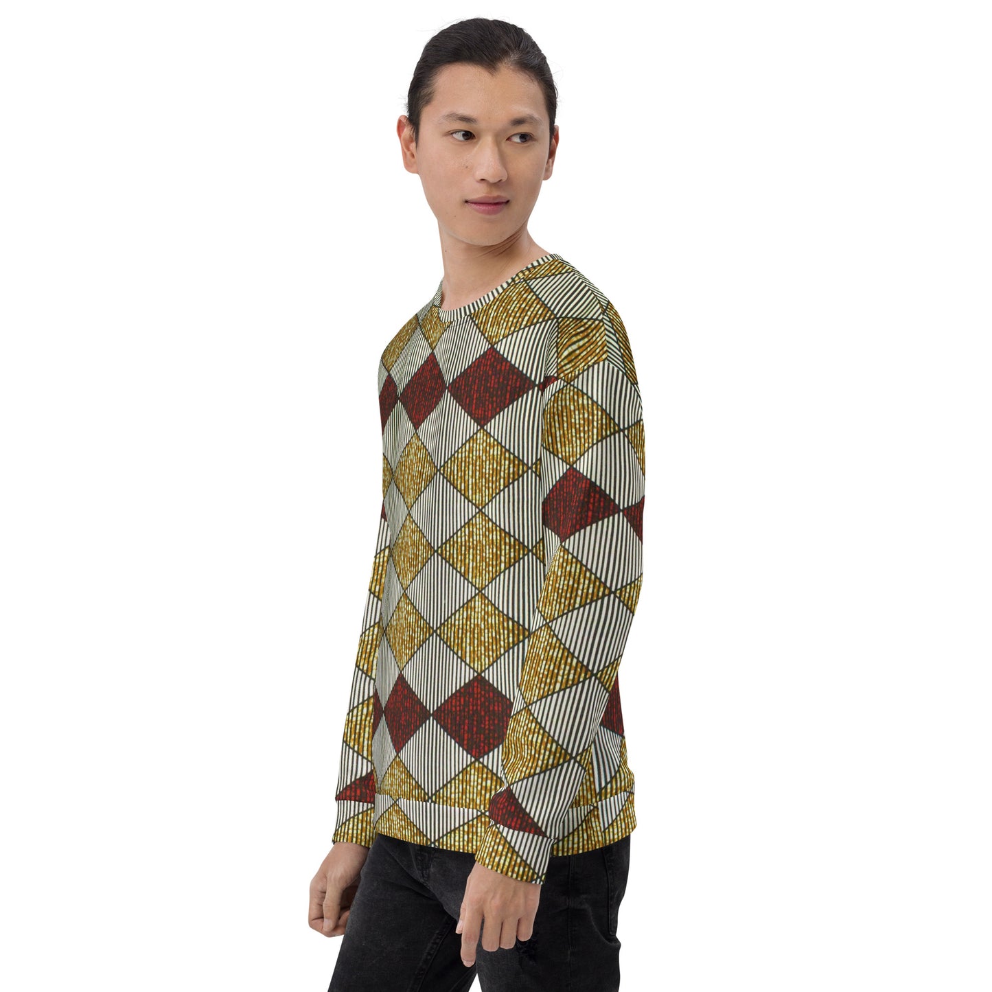 Burgundy Gold Diamond Ankara Unisex Sweatshirt