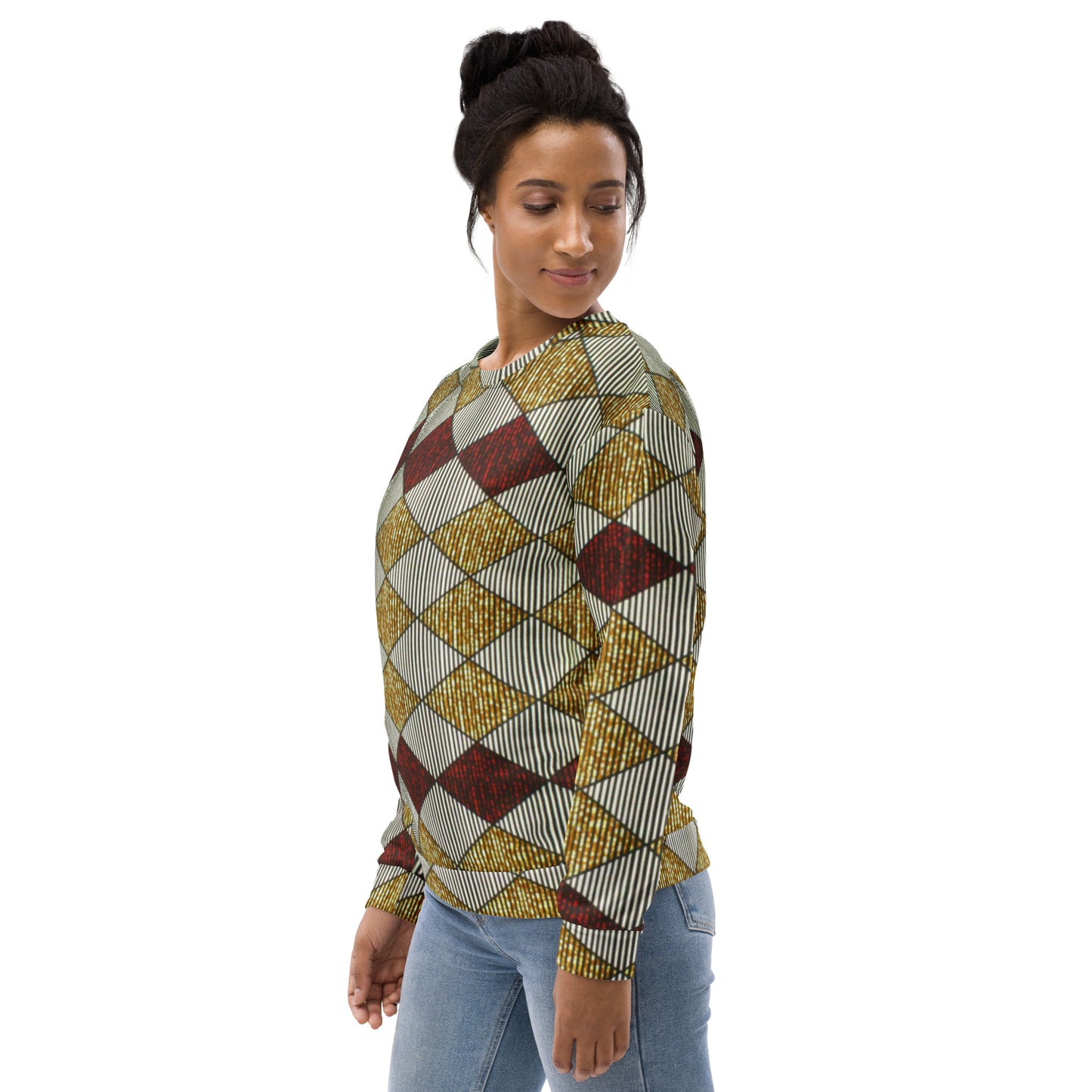 Burgundy Gold Diamond Ankara Unisex Sweatshirt