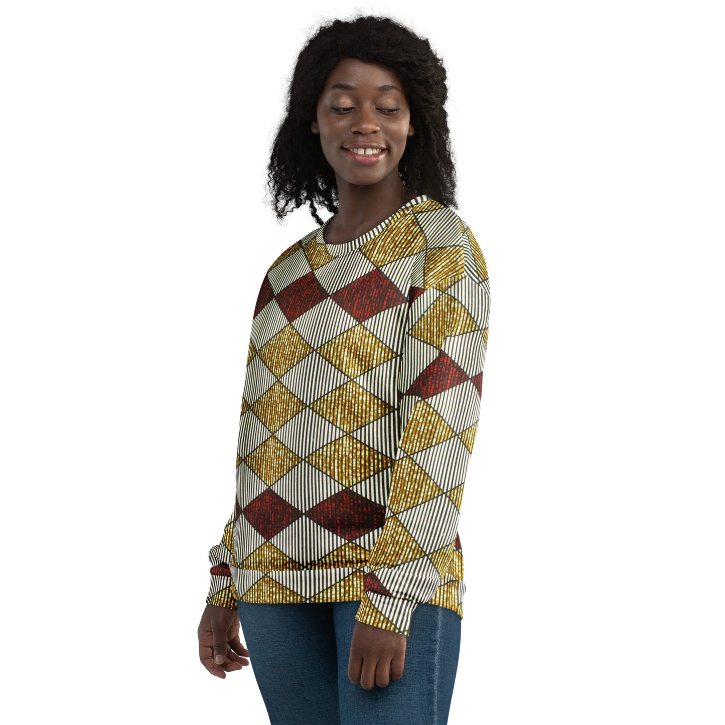 Burgundy Gold Diamond Ankara Unisex Sweatshirt