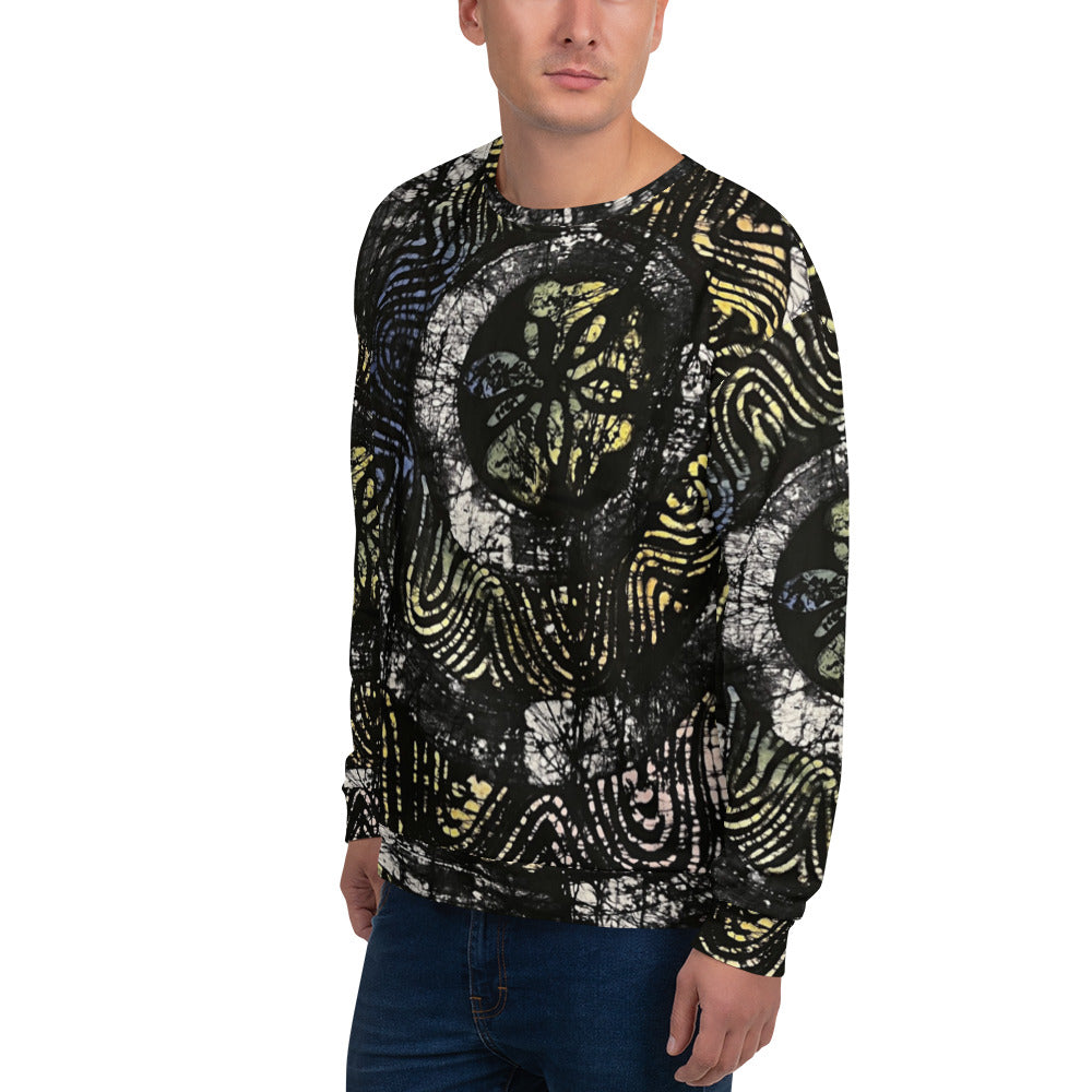 Circles And Swirls Indigo Adire Unisex Sweatshirt