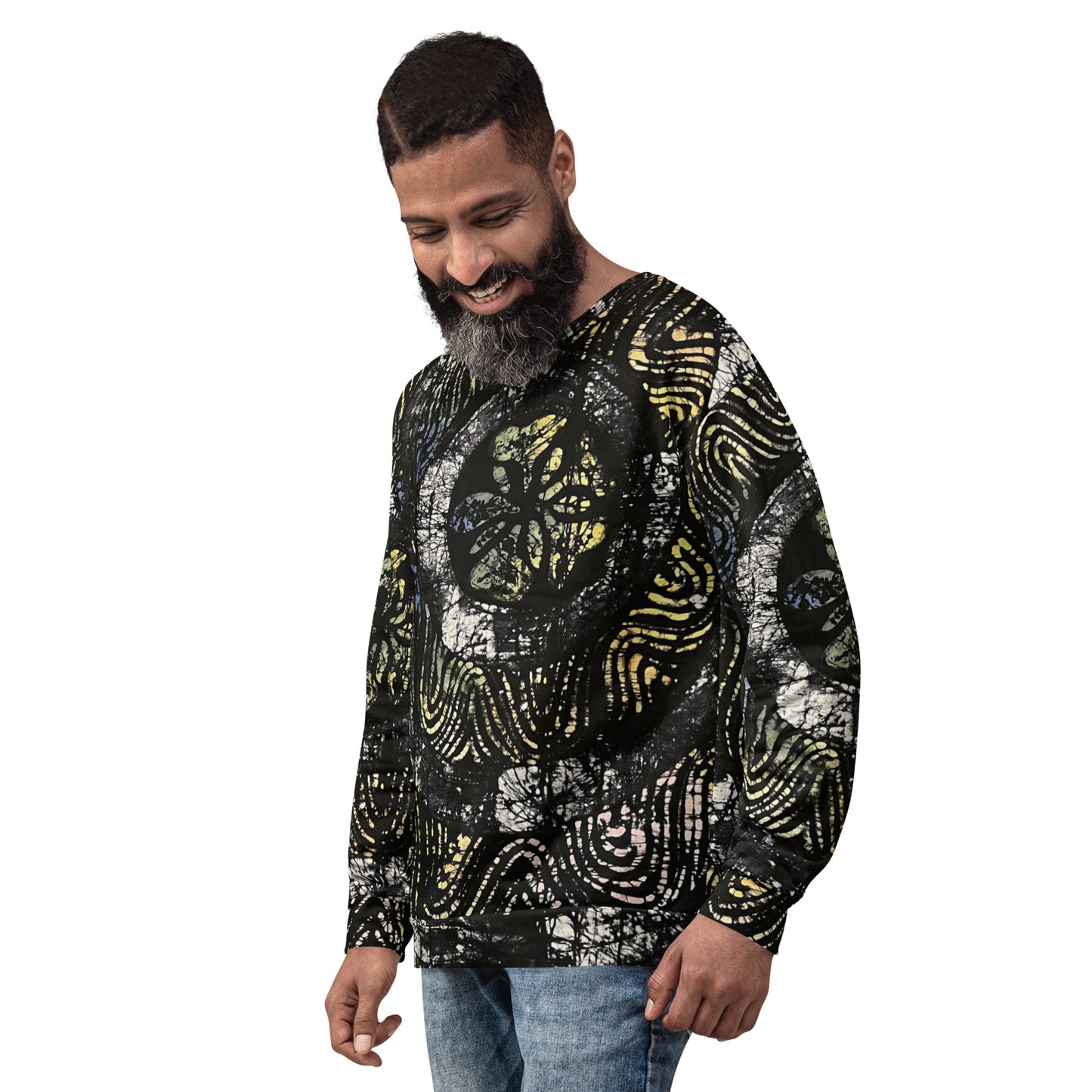 Circles And Swirls Indigo Adire Unisex Sweatshirt