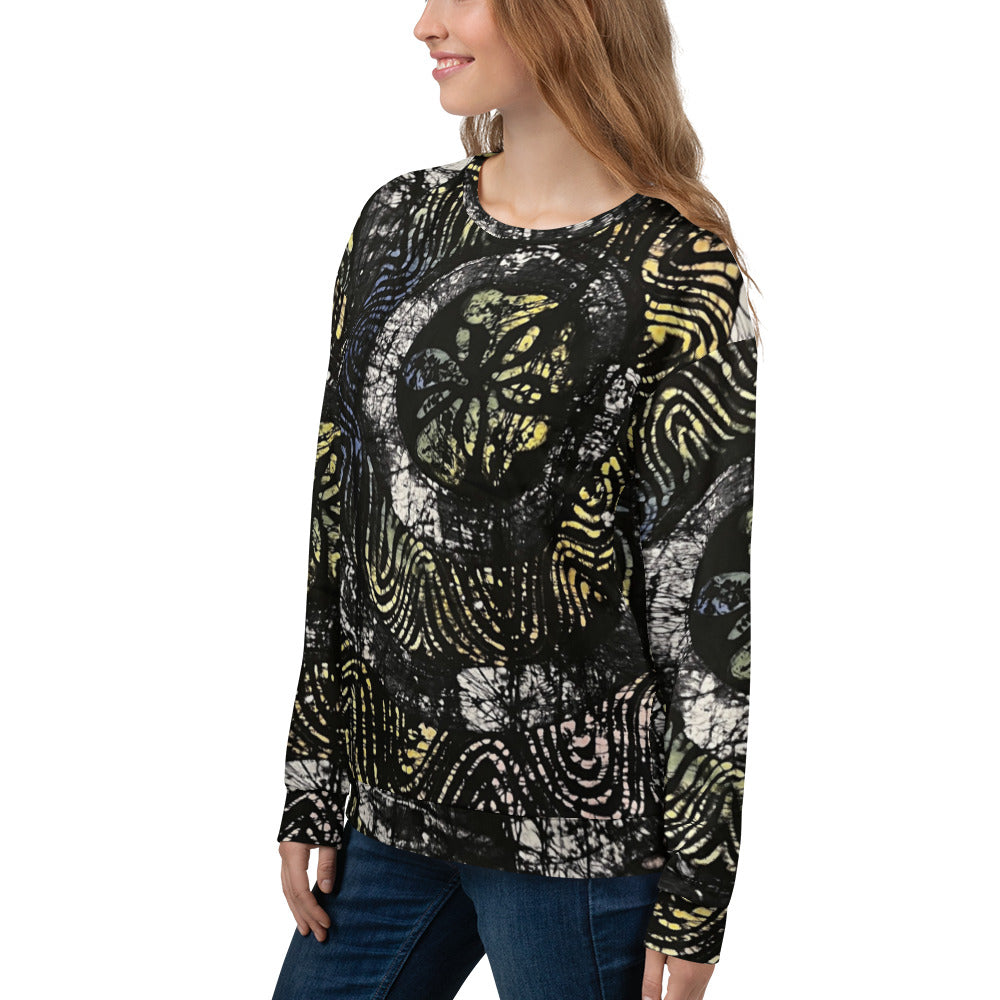 Circles And Swirls Indigo Adire Unisex Sweatshirt