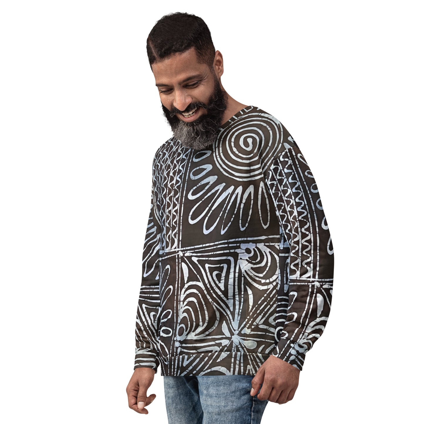 Abstract Cyan Blue Adire Unisex Sweatshirt