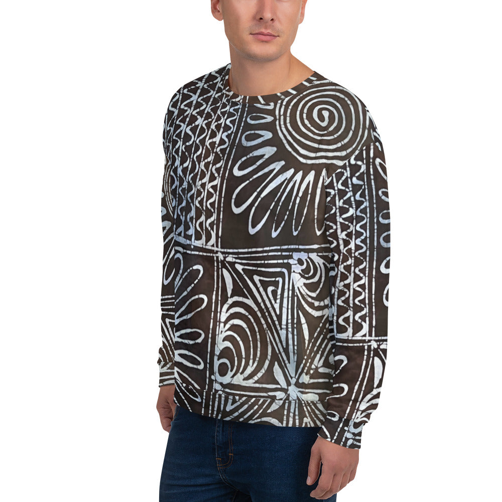 Abstract Cyan Blue Adire Unisex Sweatshirt