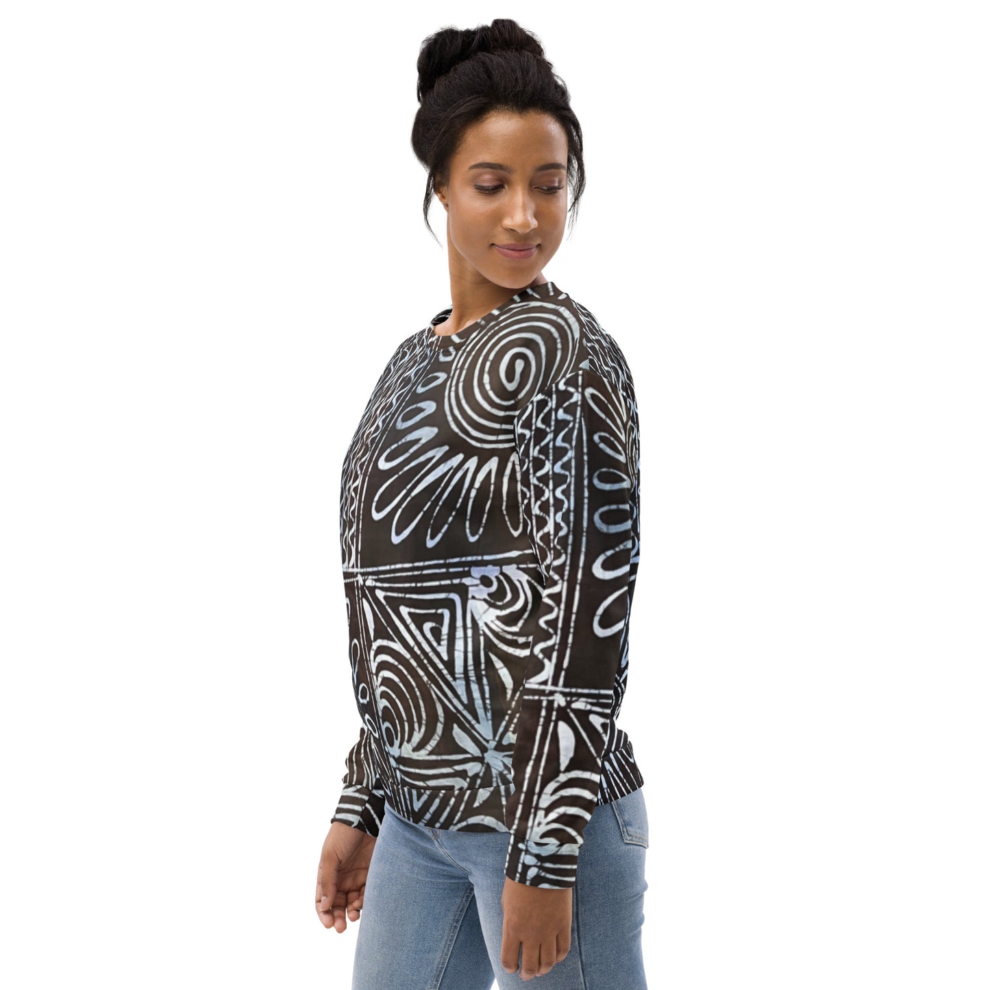 Abstract Cyan Blue Adire Unisex Sweatshirt