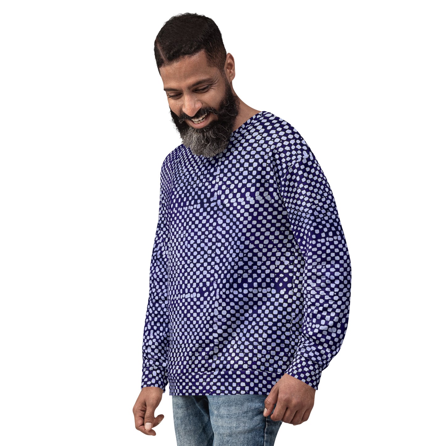 Purple And White Polka Dots Adire Unisex Sweatshirt