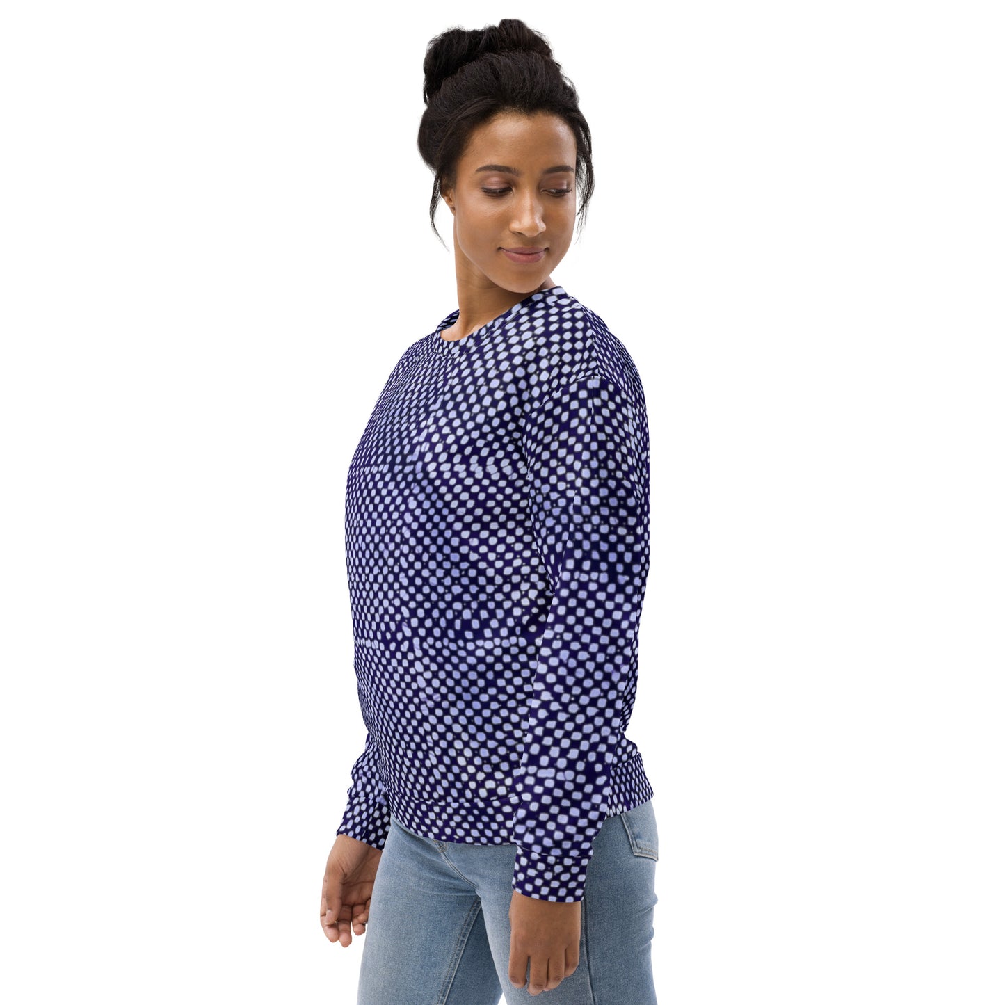 Purple And White Polka Dots Adire Unisex Sweatshirt