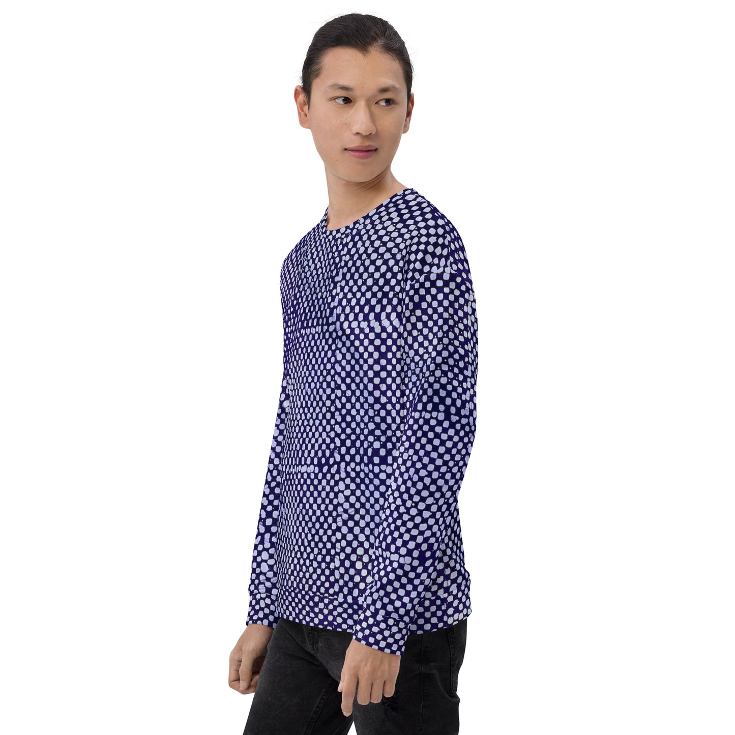 Purple And White Polka Dots Adire Unisex Sweatshirt