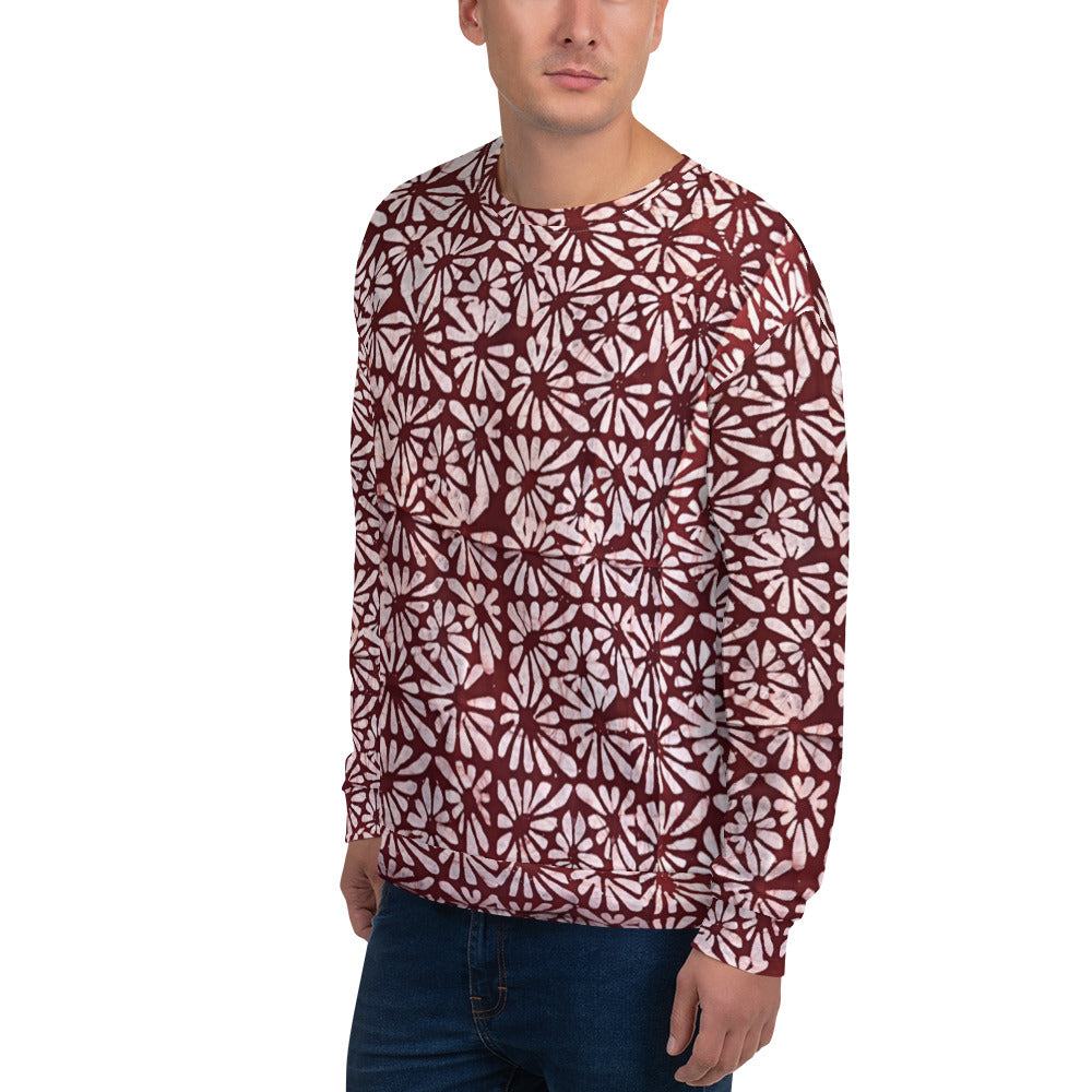 Red Abstract Adire Unisex Sweatshirt