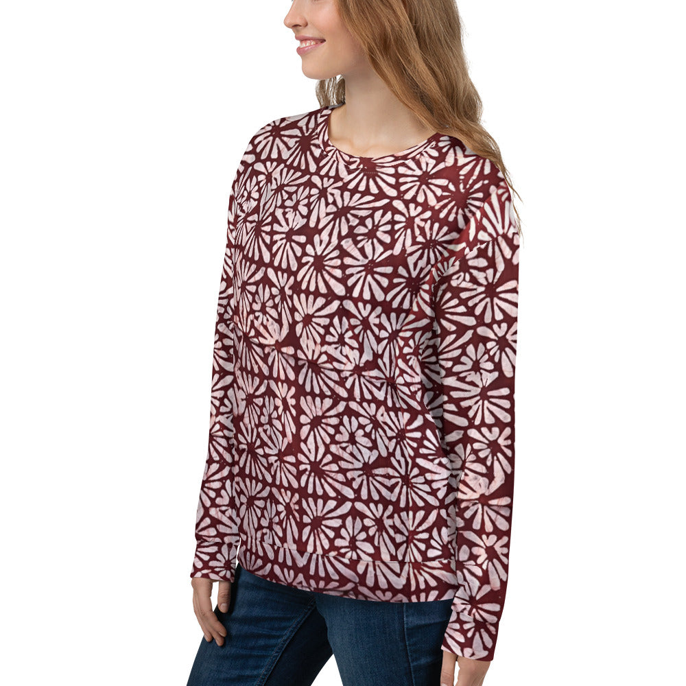 Red Abstract Adire Unisex Sweatshirt