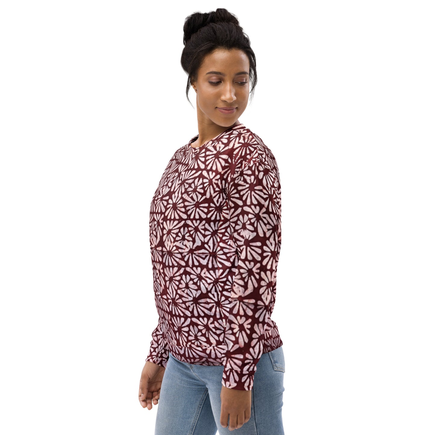 Red Abstract Adire Unisex Sweatshirt