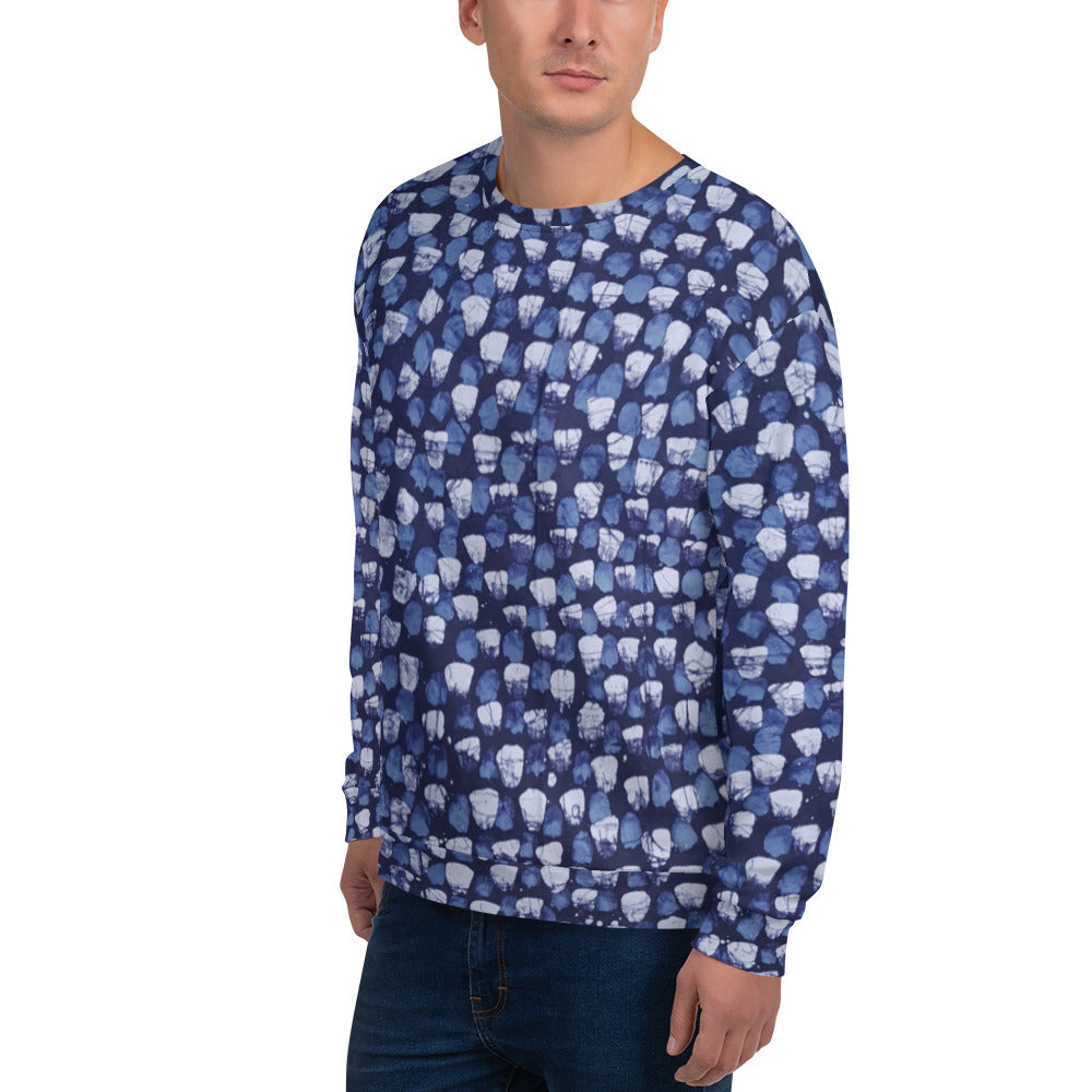 Blue Dotted Adire Unisex Sweatshirt