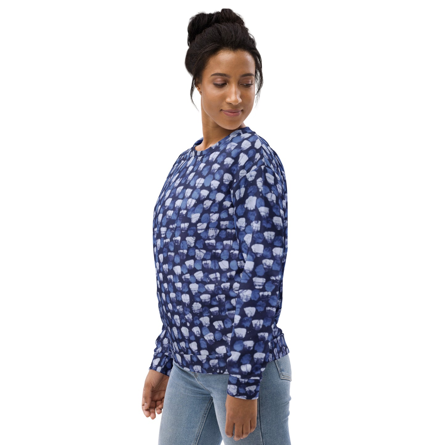 Blue Dotted Adire Unisex Sweatshirt