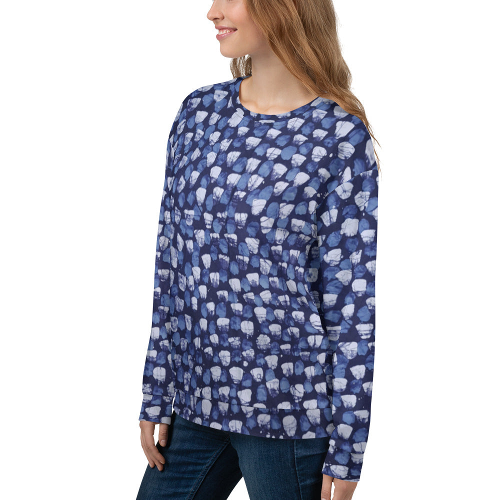 Blue Dotted Adire Unisex Sweatshirt