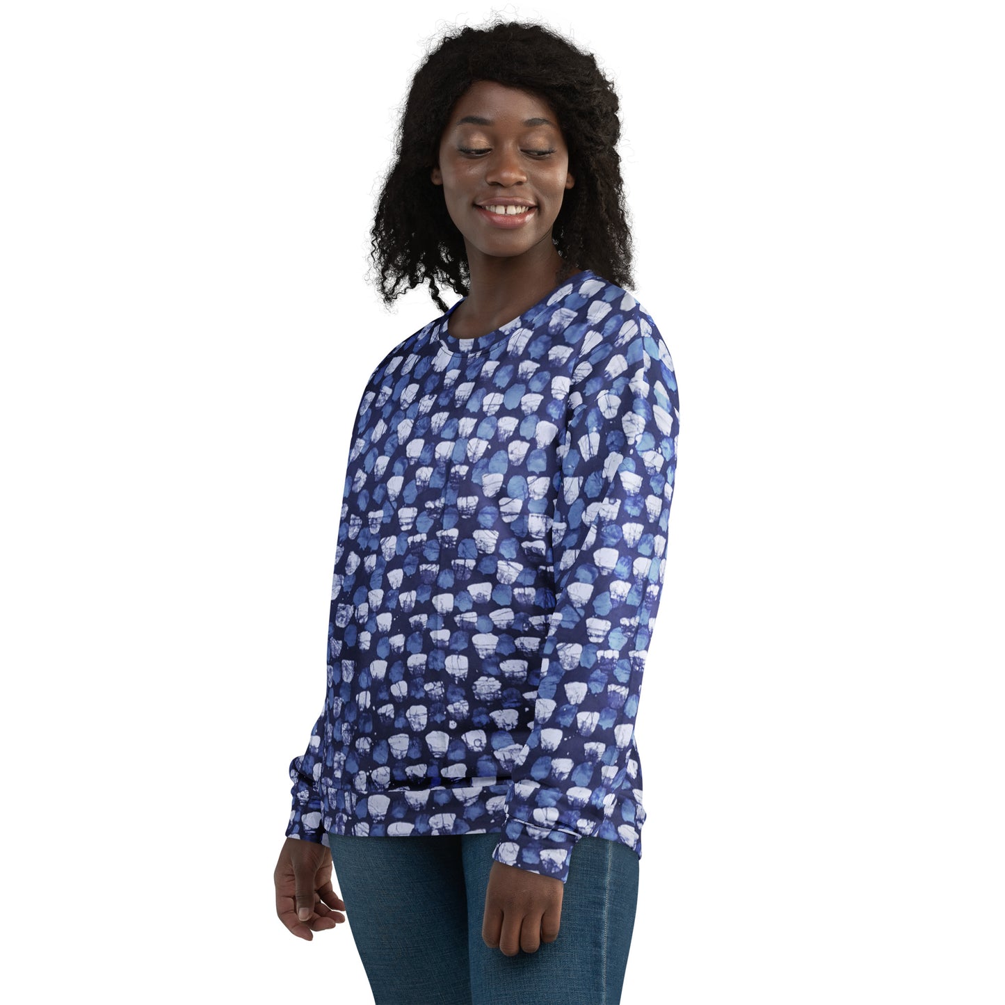 Blue Dotted Adire Unisex Sweatshirt