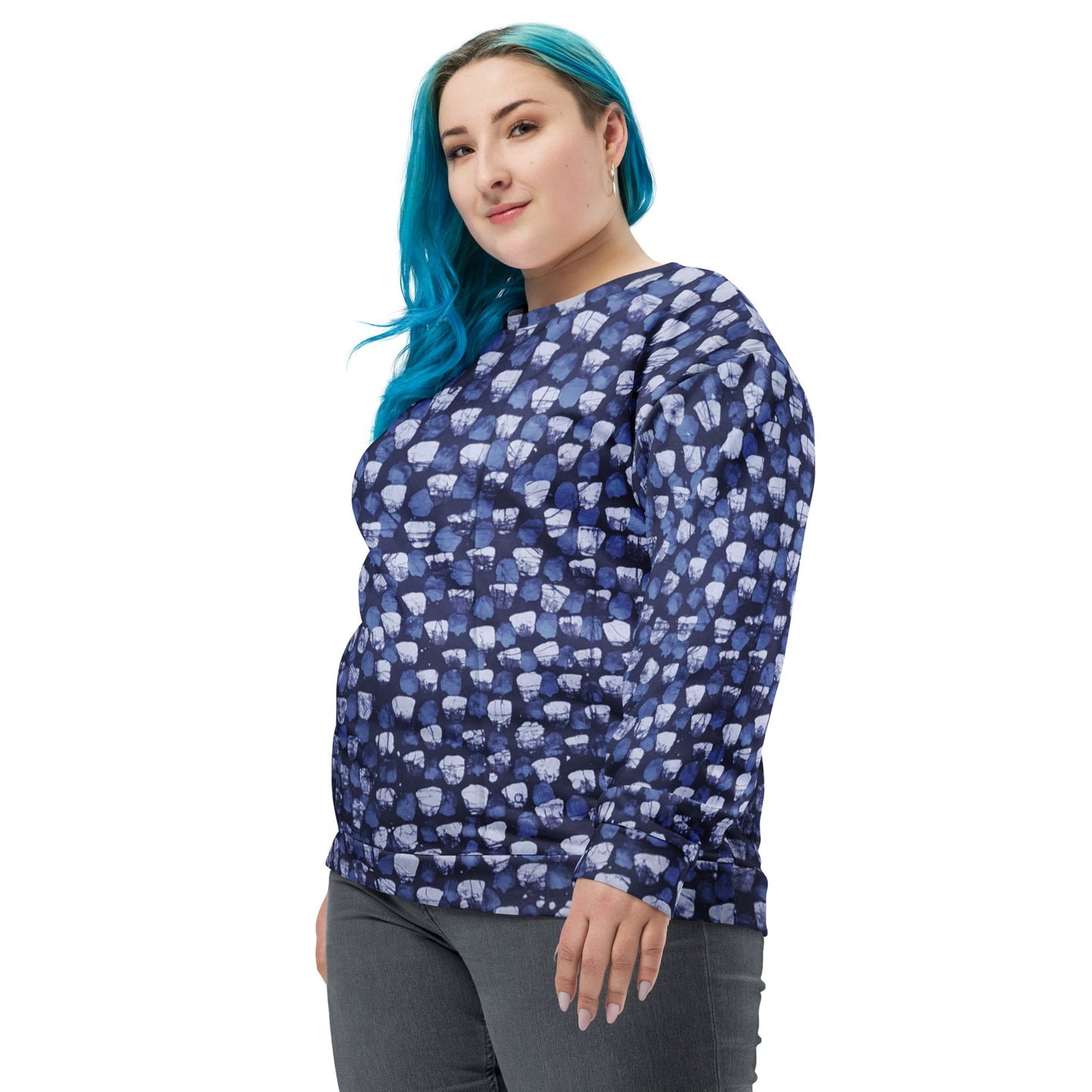 Blue Dotted Adire Unisex Sweatshirt