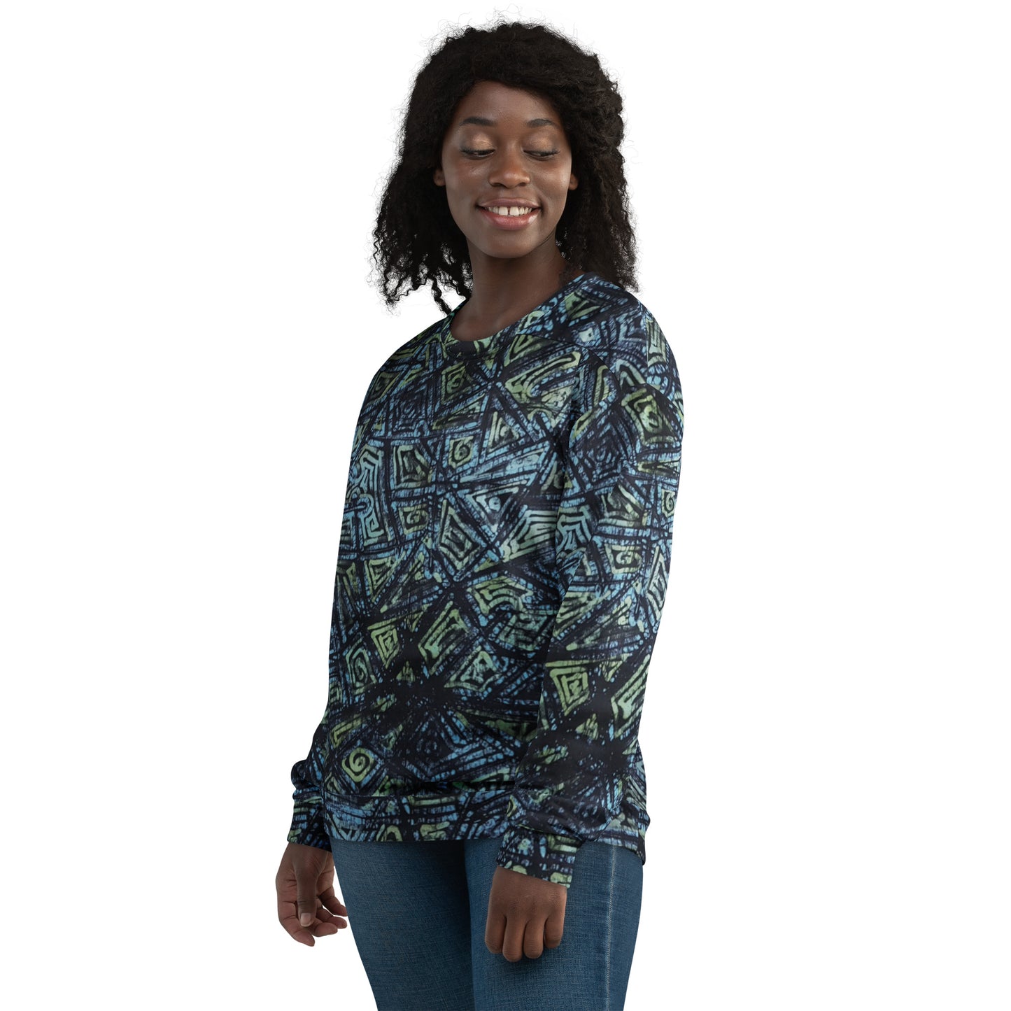 Blue Dotted Adire Unisex Sweatshirt