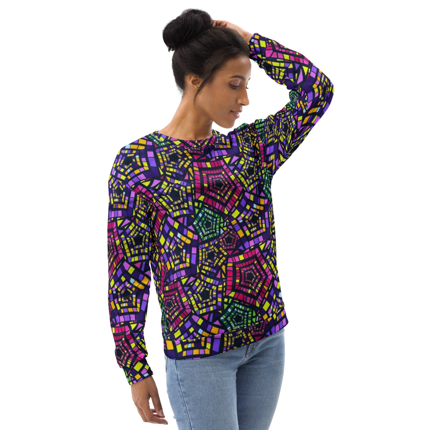 Yellow Pink Green Kente Ankara Unisex Sweatshirt