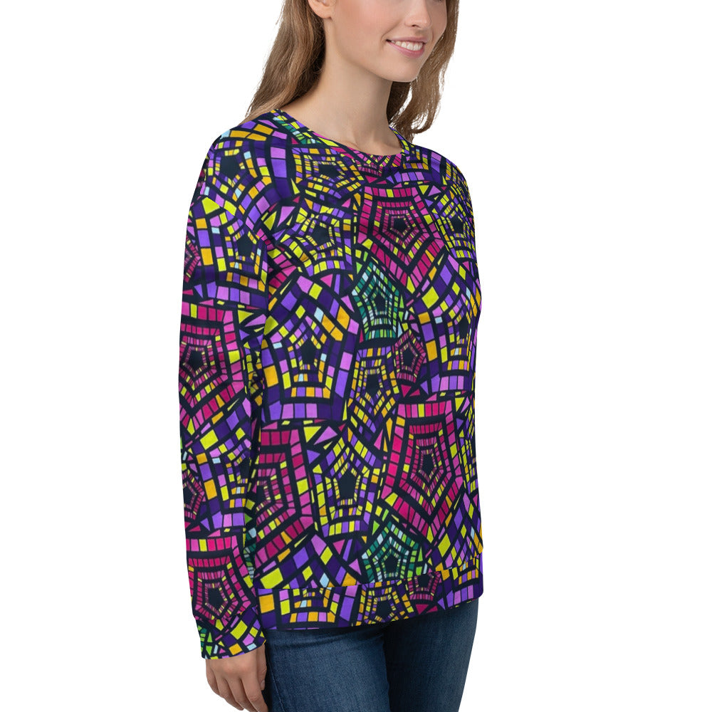 Yellow Pink Green Kente Ankara Unisex Sweatshirt