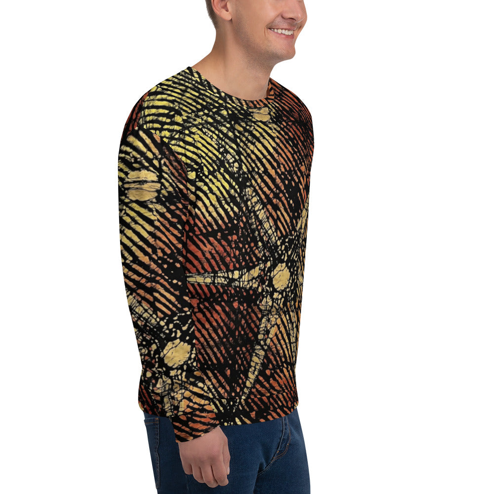 Yellow Orange Stripes African Aztec Ankara Unisex Sweatshirt