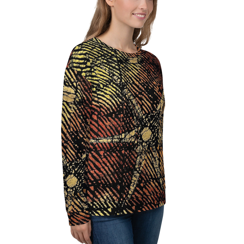 Yellow Orange Stripes African Aztec Ankara Unisex Sweatshirt