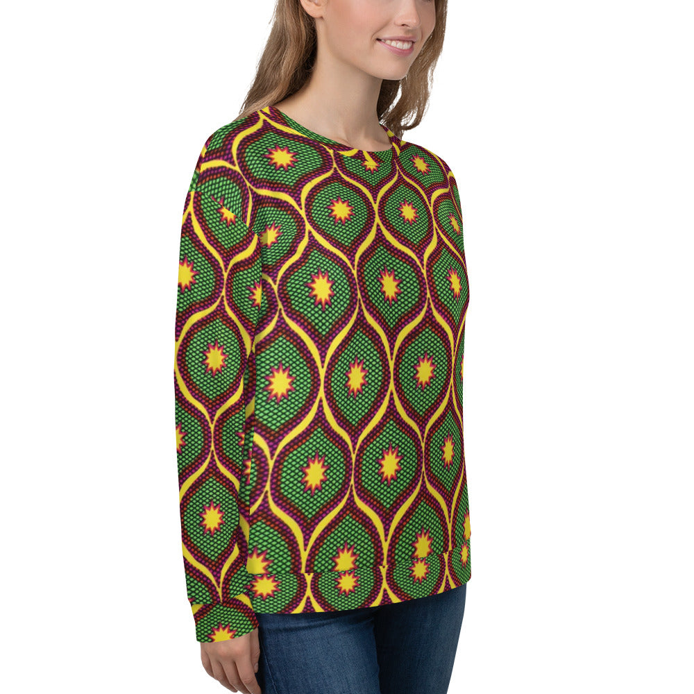 Yellow Green Ankara Unisex Sweatshirt