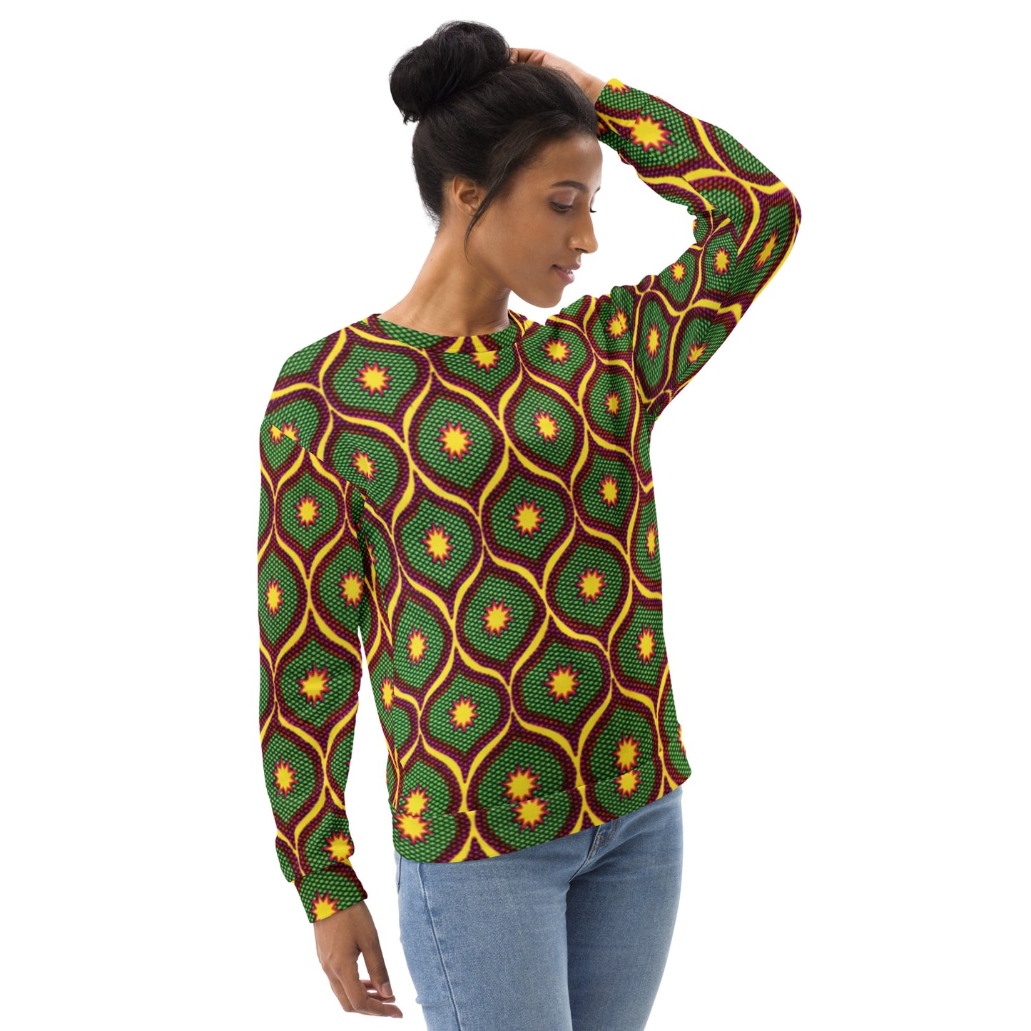 Yellow Green Ankara Unisex Sweatshirt