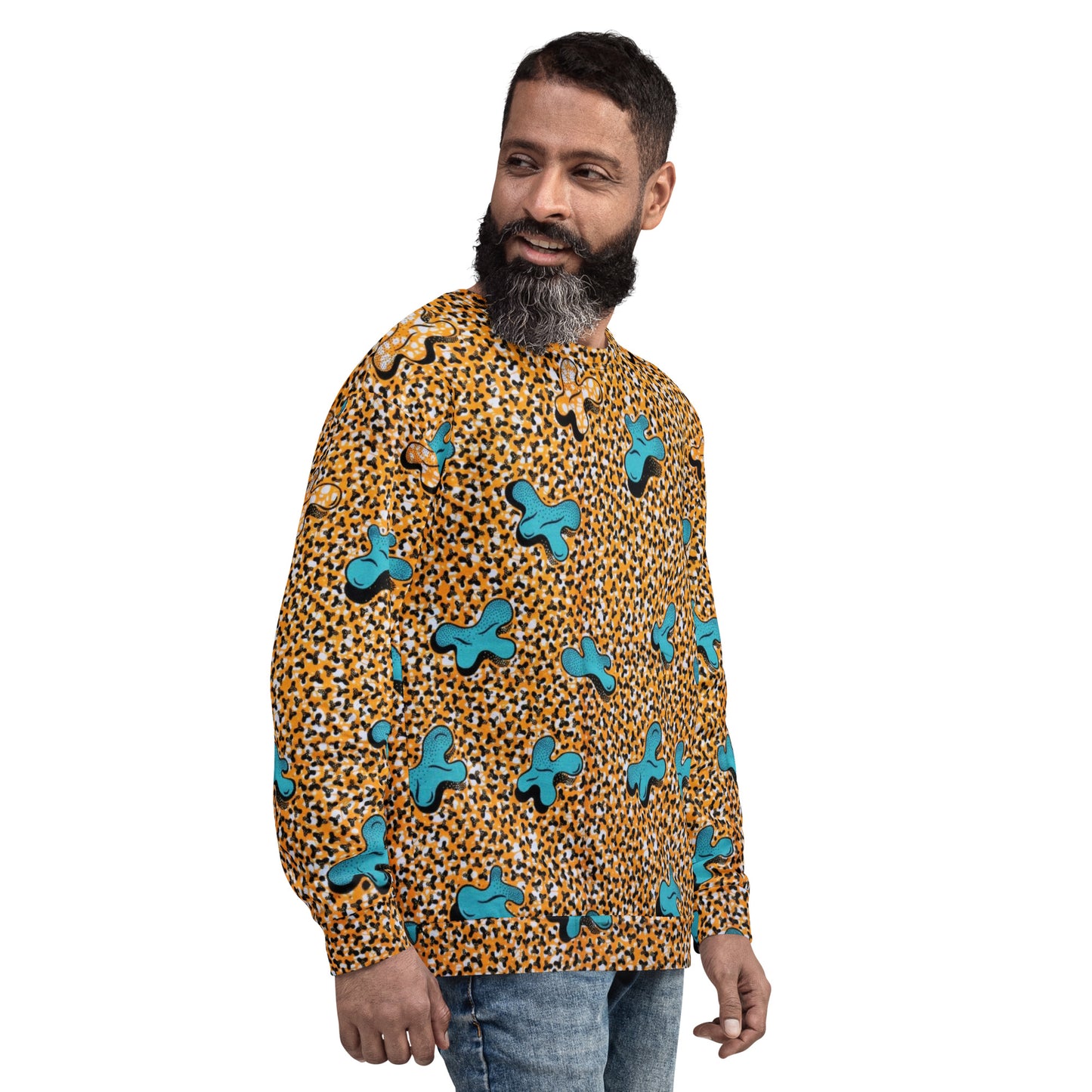 Sky Blue Pale Orange Ankara Unisex Sweatshirt