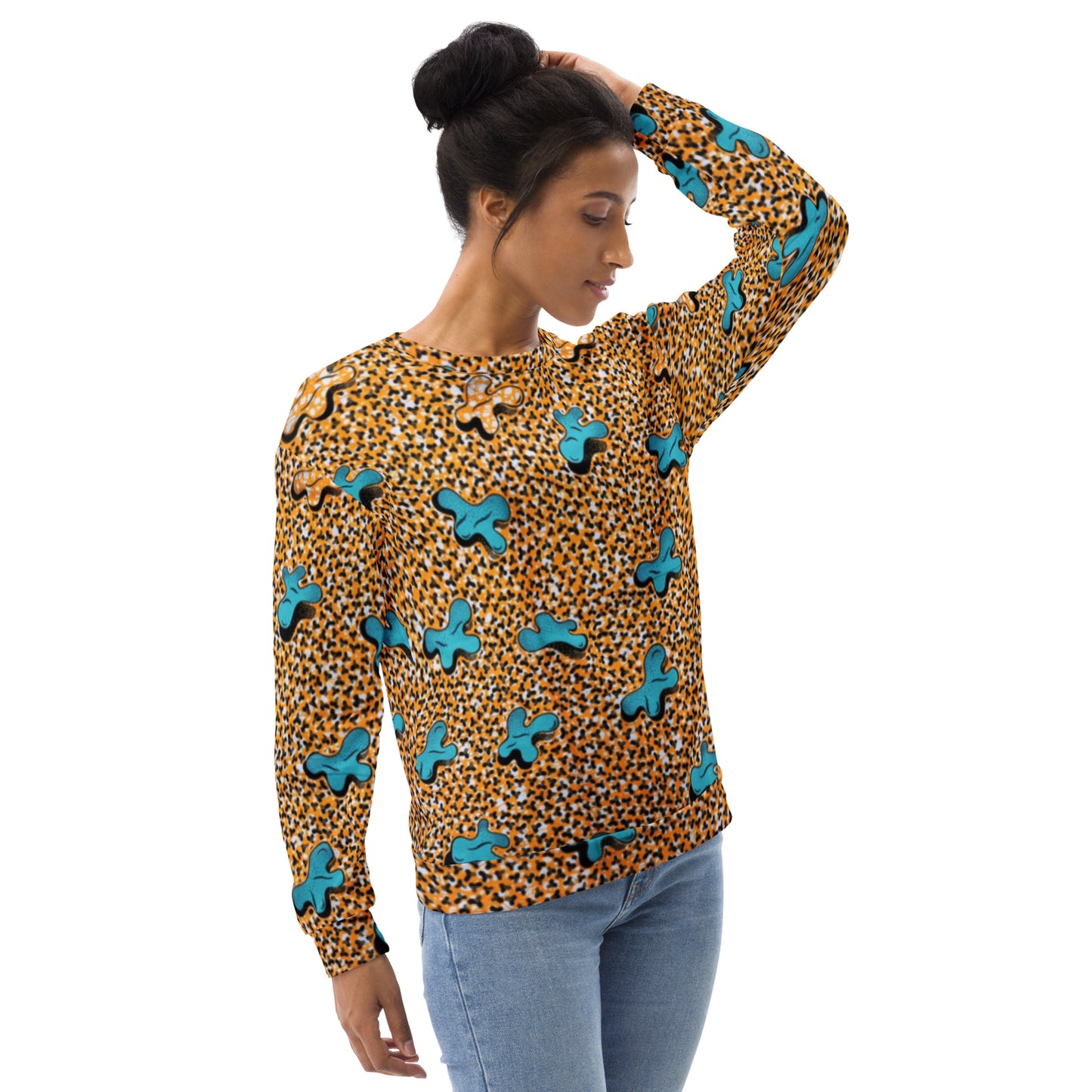 Sky Blue Pale Orange Ankara Unisex Sweatshirt