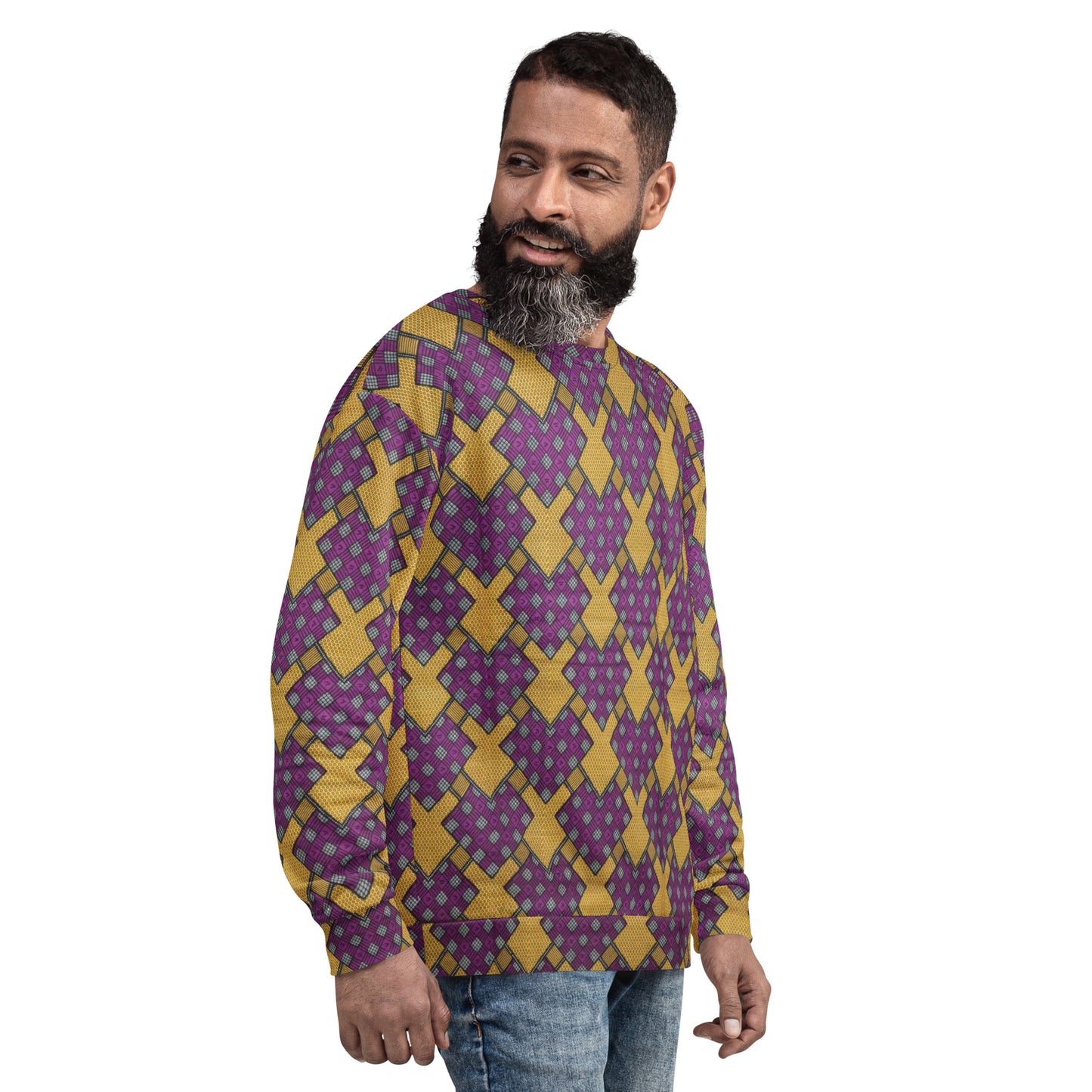 Purple Yellow Shapes Ankara Unisex Sweatshirt